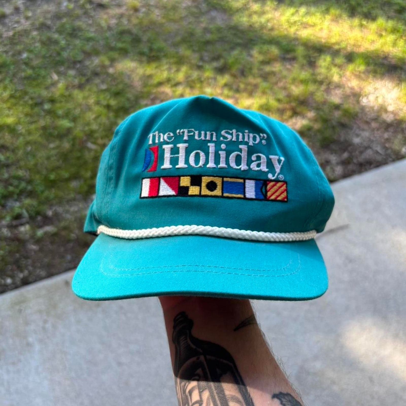 American Retro × Vintage Vintage 80s Rope Brim Embroidered Leather Strap Back Hat Size ONE SIZE - 1 Thumbnail