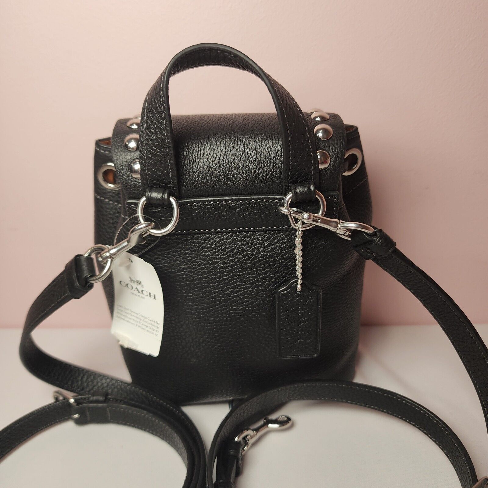 Coach NWT Coach CM041 Amelia Backpack Rivets Convertible Black Size ONE SIZE - 3 Thumbnail