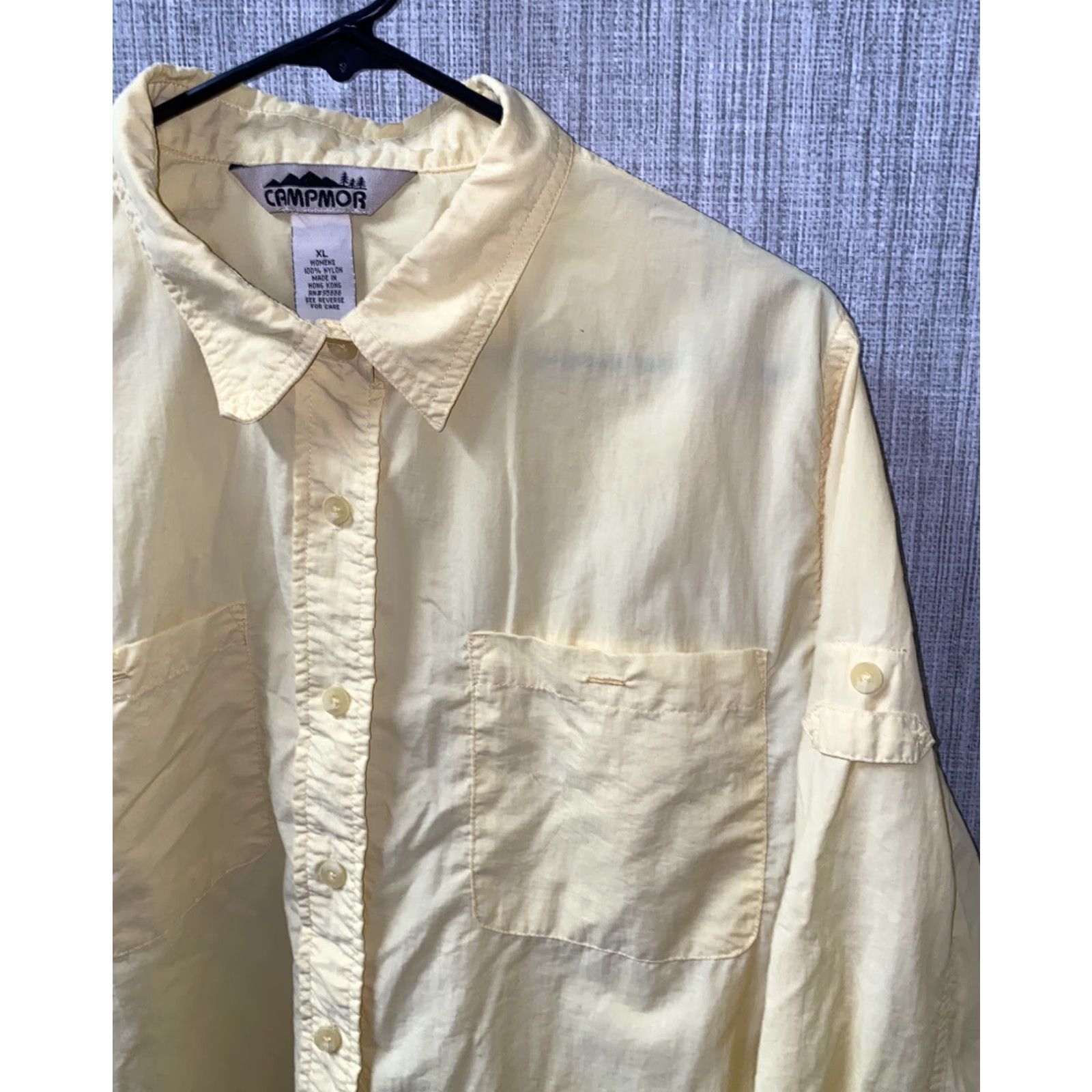 Vintage Campmor Womens Button Up Shirt XL Long Sleeve Yellow Nylon Regular Casual Campmor Women Button-Up Shirt Size XL / US 12-14 / IT 48-50 - 2 Thumbnail