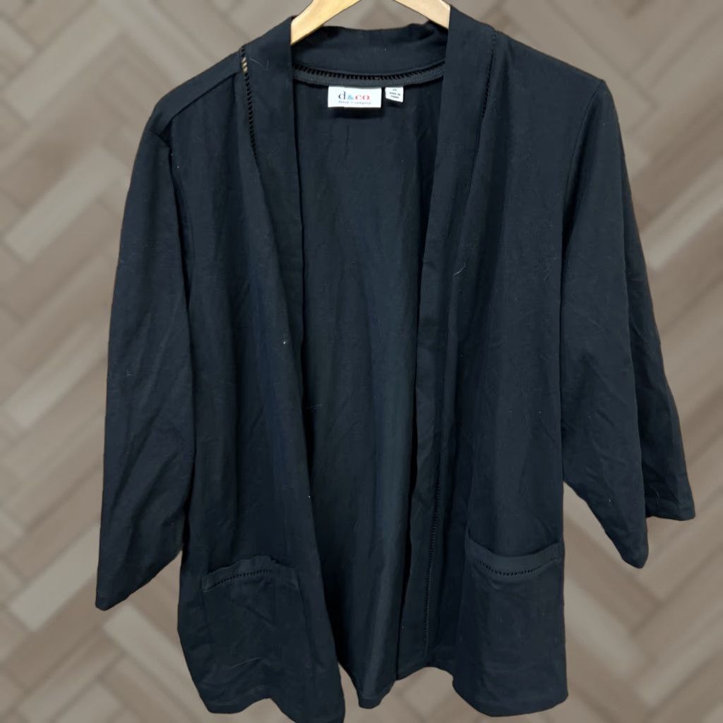 Denim & Co. Denim & Co D & Co Plus Size Womens Black Cardigan Size XXL / US 16-18 / IT 52-54 - 1 Thumbnail