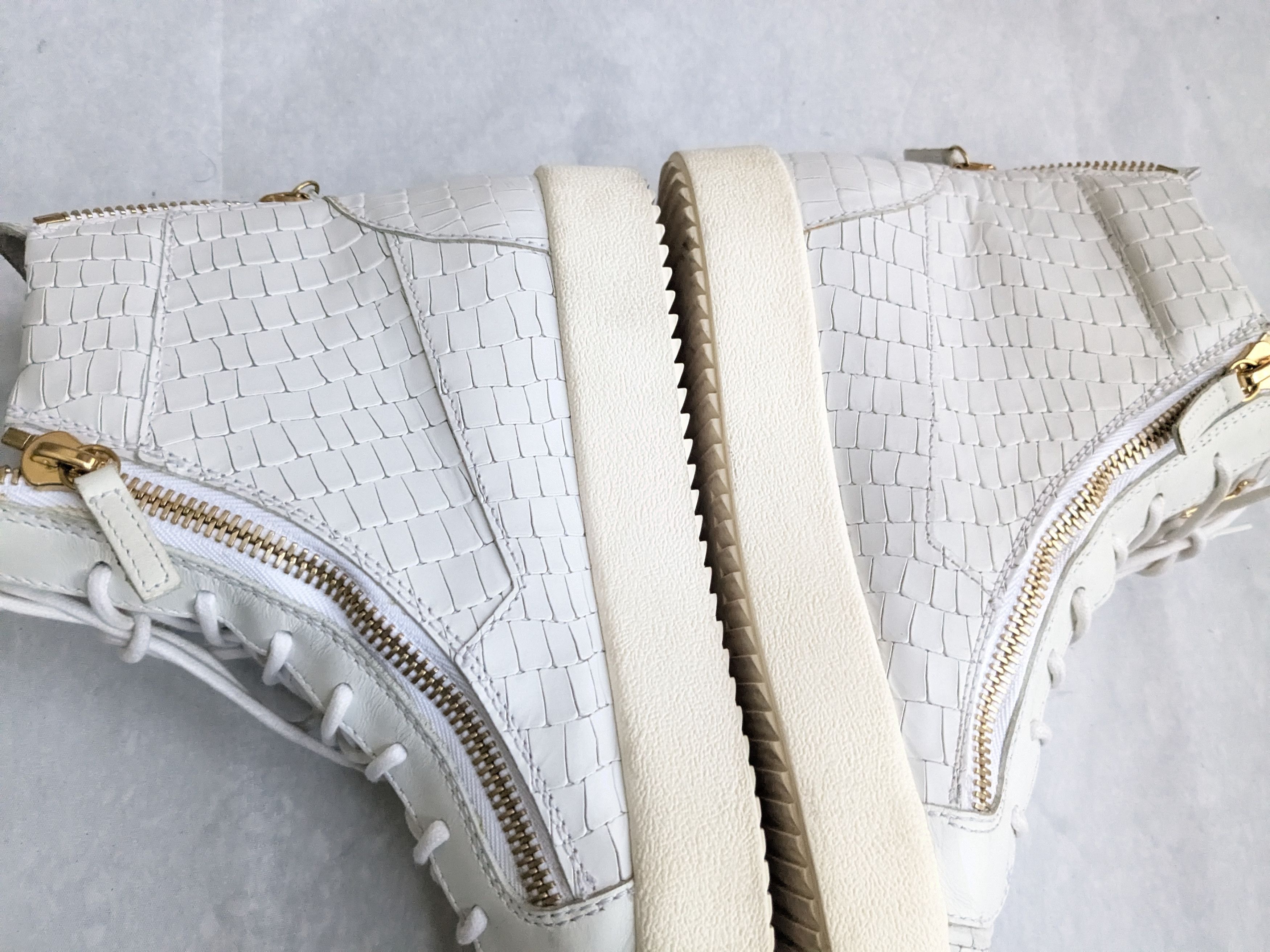 Giuseppe Zanotti Giuseppe Zanotti Sneakers White Gold 11 44 High Tops Leather Size US 11 / EU 44 - 8 Thumbnail