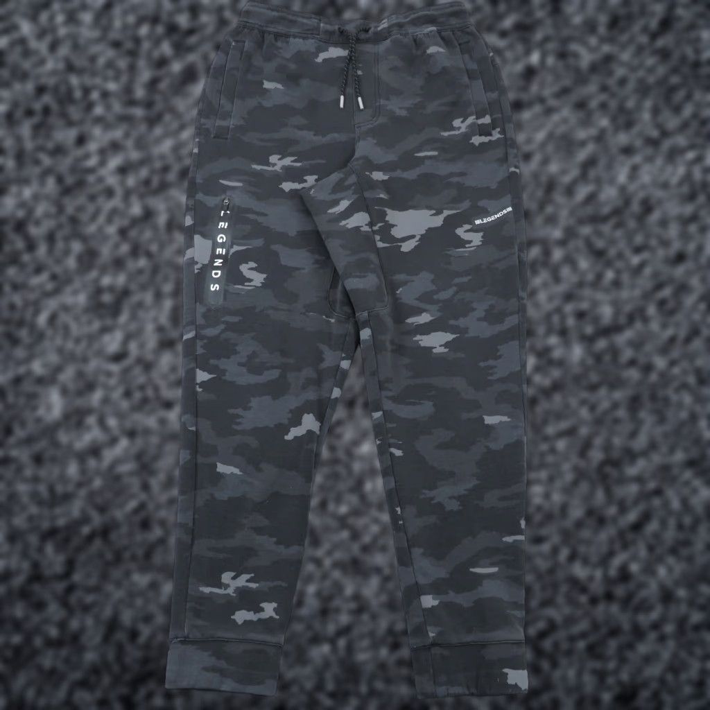 Vintage LEGENDS Joggers Mens Hawthorne Tech Fleece Camo Gray Medium Sweatpants Pocket Zip Pockets Tapered Regular Activewear Modern Athleisure Sports Pants Size US 31 - 1 Thumbnail