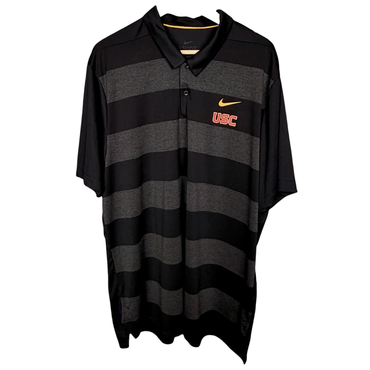 Nike Nike Dri-Fit USC Trojans Black & Gray Striped Polo XXL 2X Size US XXL / EU 58 / 5 - 7 Thumbnail