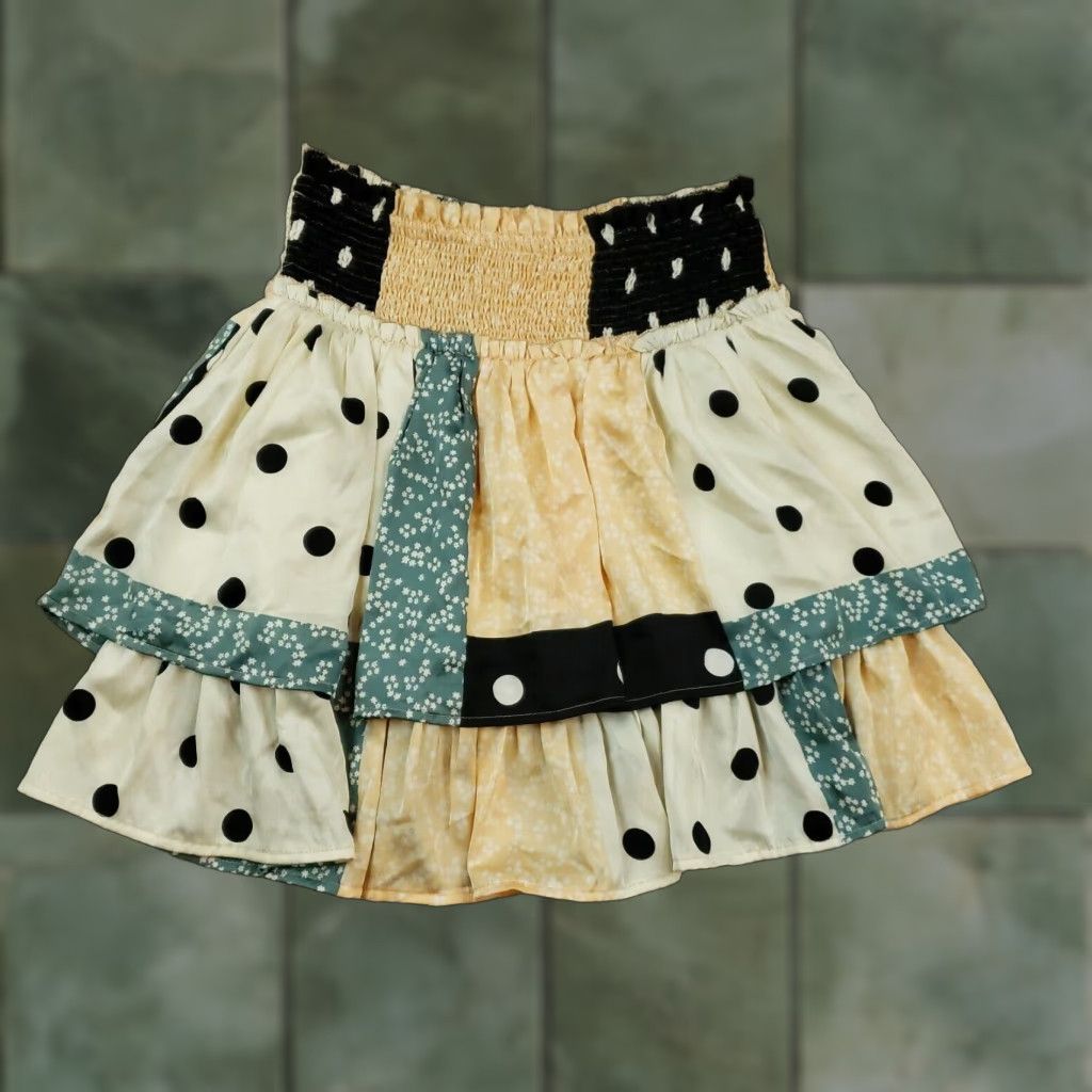 Vintage Womens Skirt Blue Beige Polka Dot XS Extra Small Size 26" / US 2 / IT 38 - 1 Thumbnail