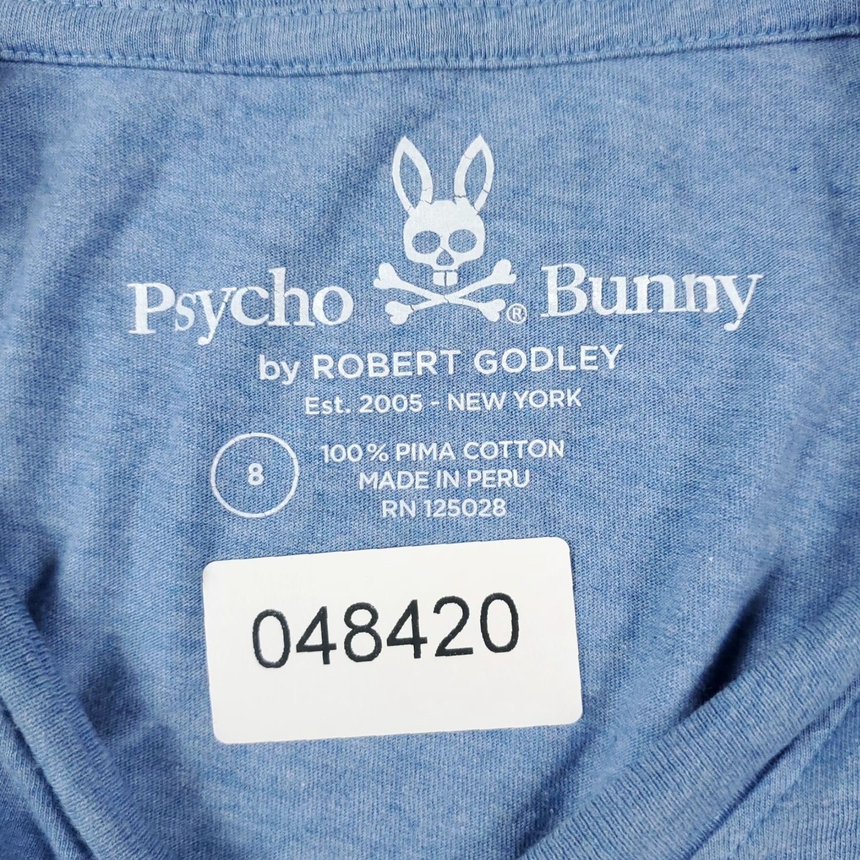 Psycho Bunny VINTAGE Psycho Bunny Mens T-Shirt Size 8 Short Sleeve Blue Skull Crossbones Casual Cotton Mens Size US M / EU 48-50 / 2 - 8 Thumbnail