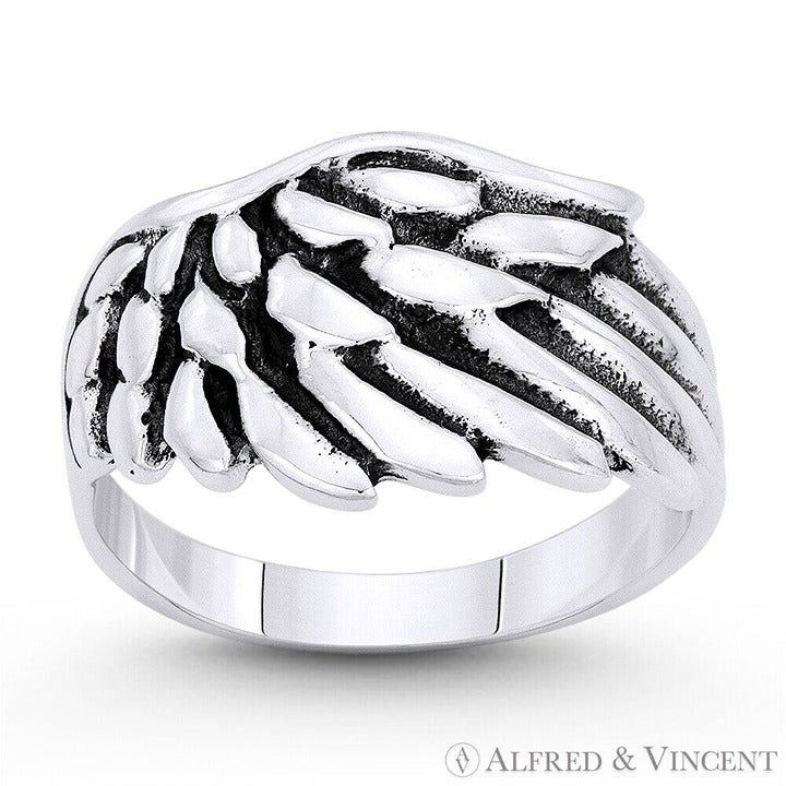 Other Rustic-Finish Angel's Wing Ring in .925 Sterling Silver Size ONE SIZE - 1 Preview
