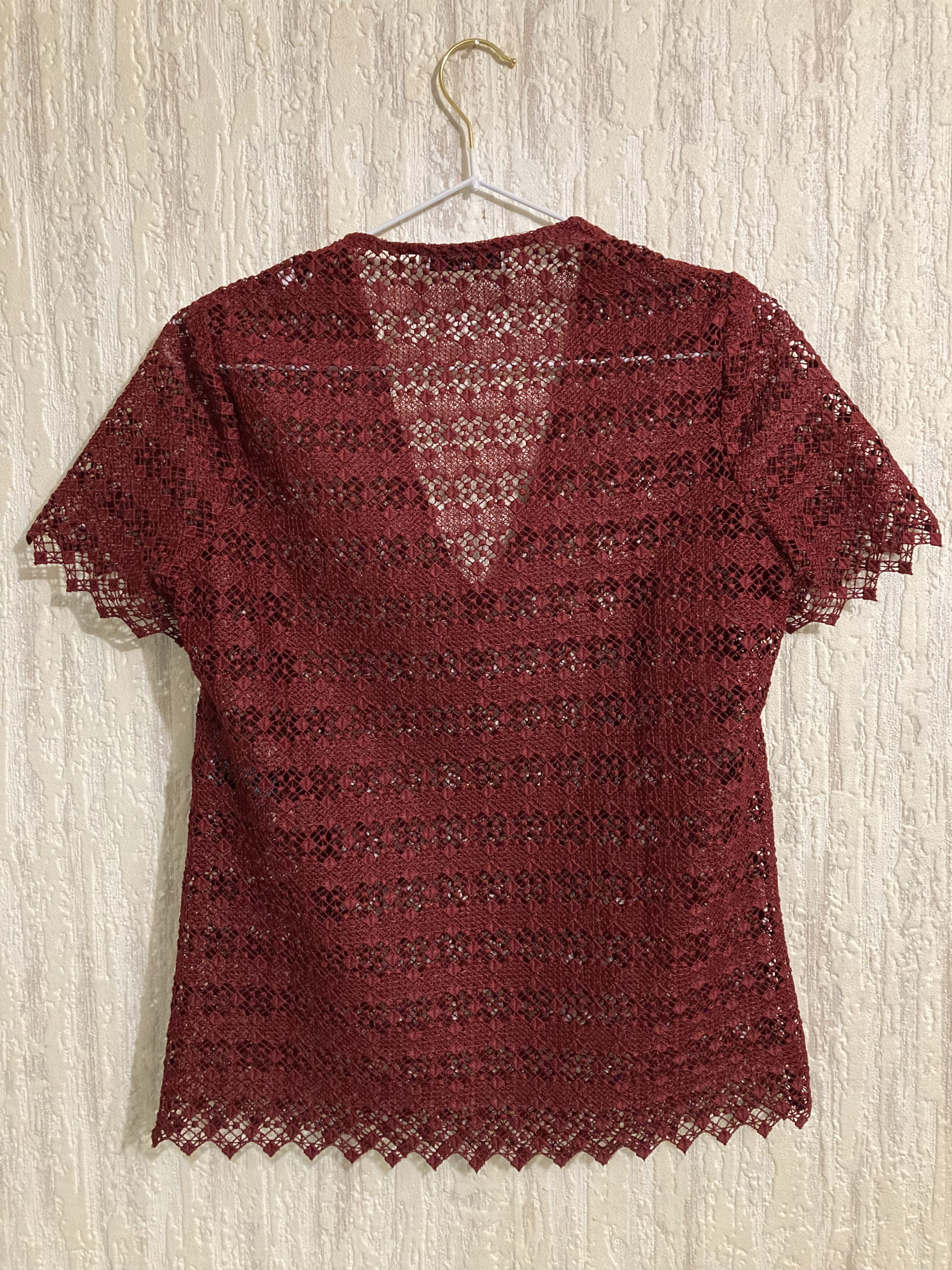 Sandro Sandro Burgundy Lace Blouse Size S / US 4 / IT 40 - 2 Thumbnail