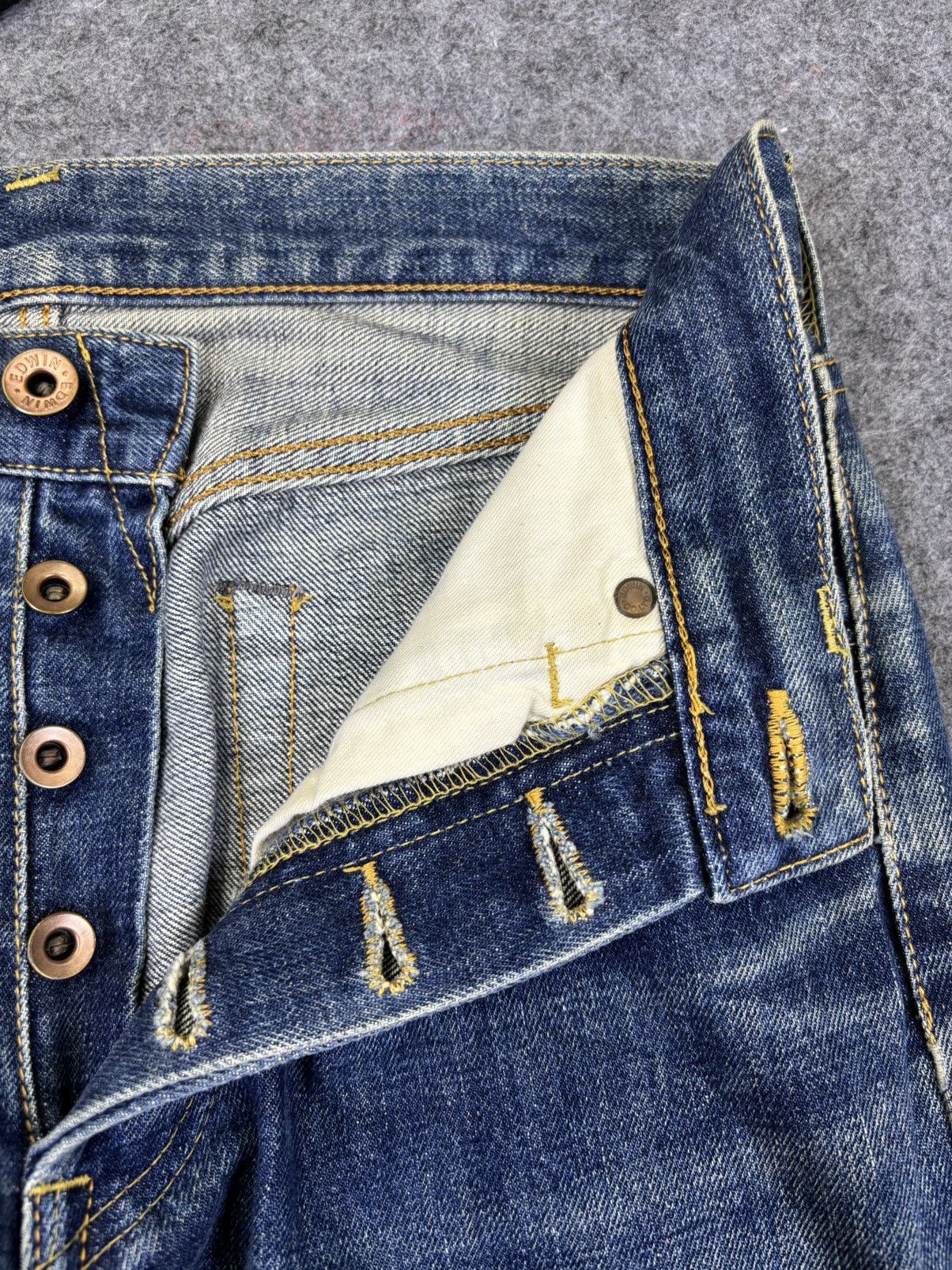 Edwin 💥Wide Selvedge💥Vtg Edwin 505 Wide Blue Wash Denim F964 Size US 28 / EU 44 - 8 Thumbnail