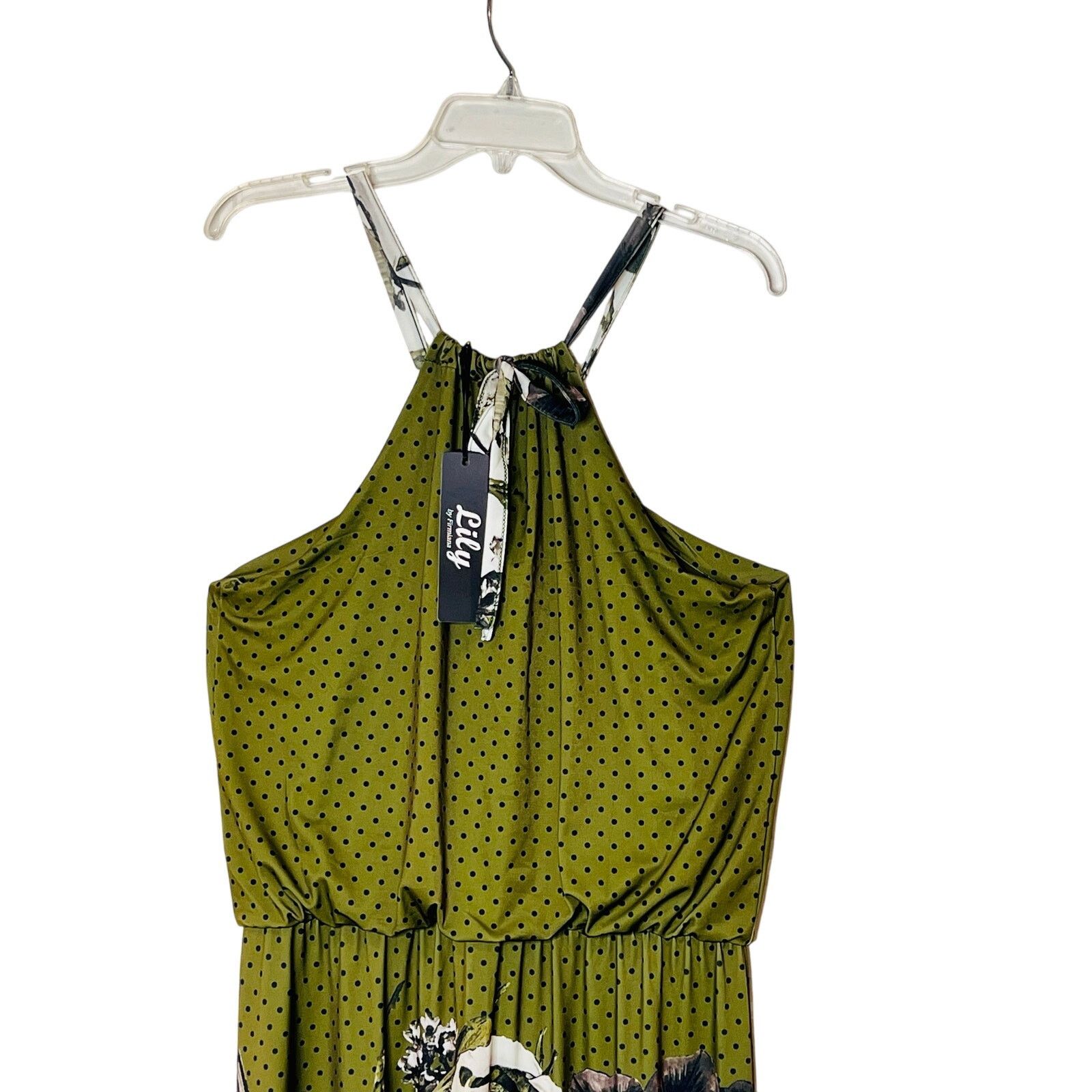 Other Lily Firmiana Halter Green Floral Maxi Long Dress LARGE NWT Size L / US 10 / IT 46 - 6 Thumbnail