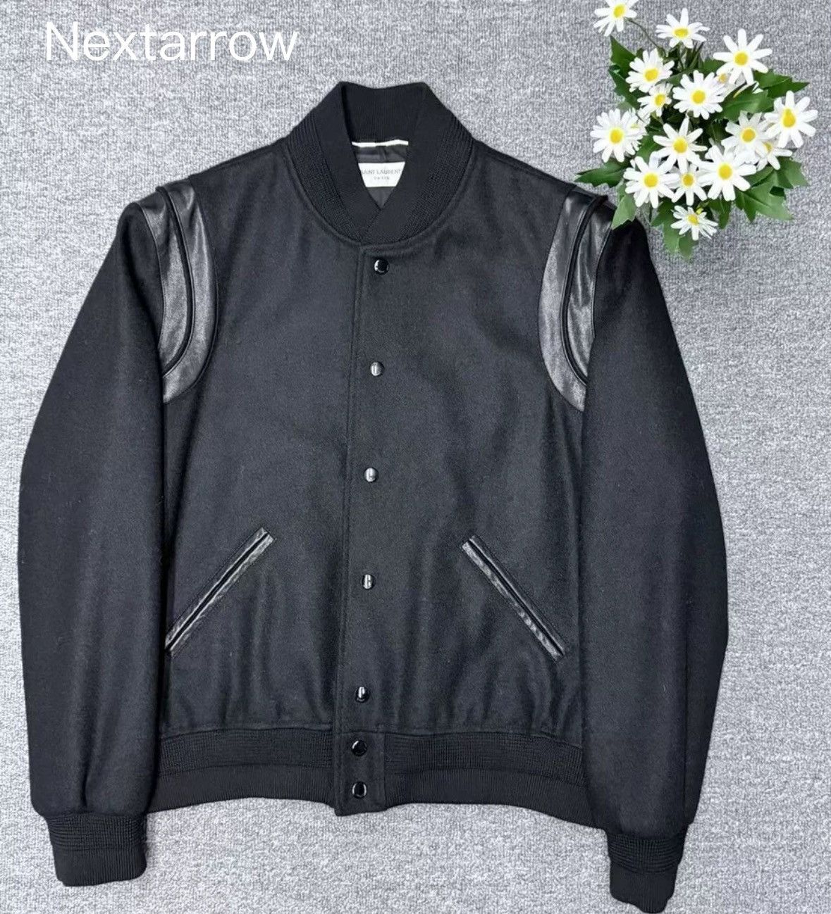 Saint Laurent Paris × Yves Saint Laurent Saint Laurent All Black Baseball Leather Baseball Jacket Size US S / EU 44-46 / 1 - 1 Thumbnail