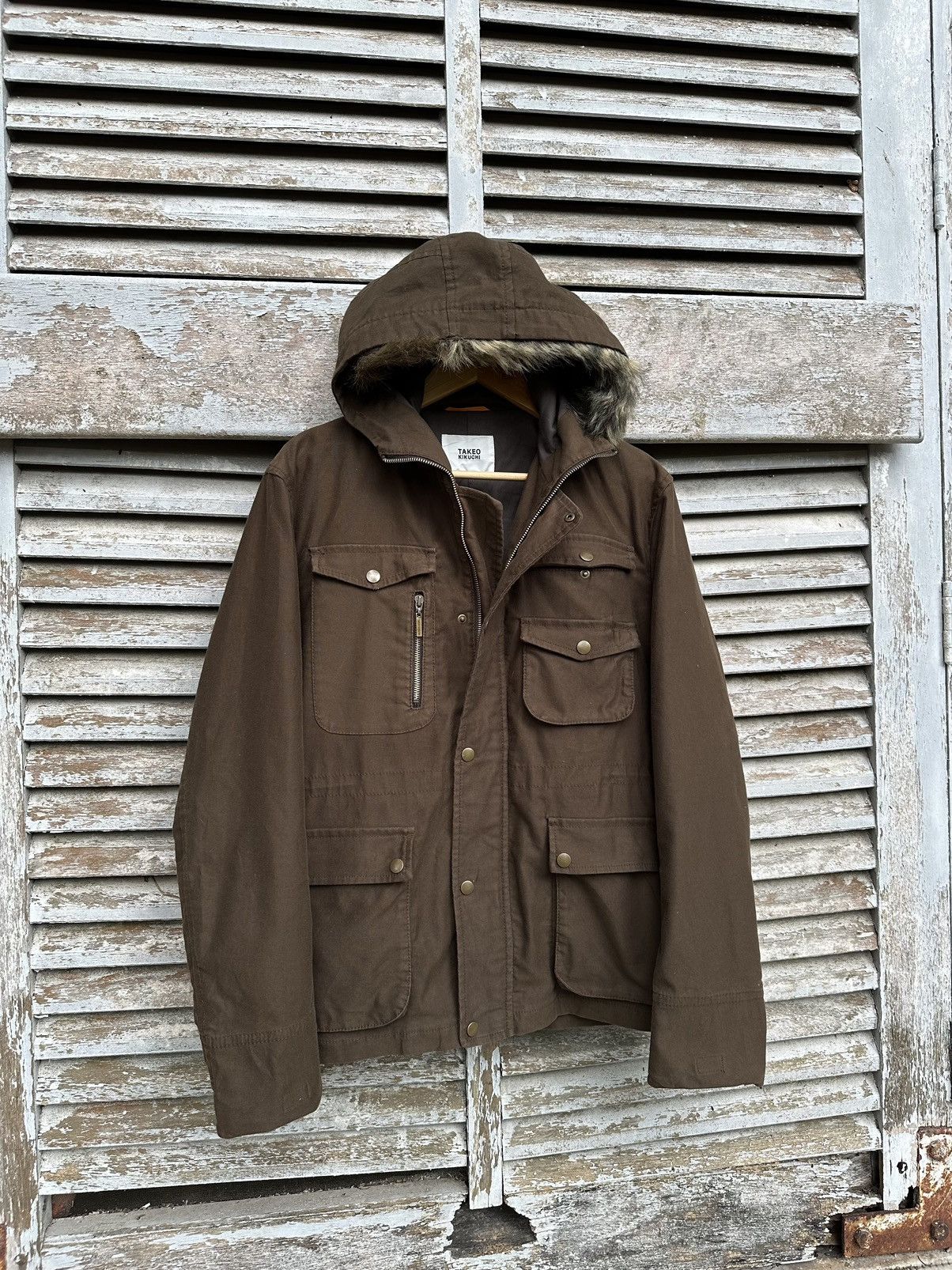 Takeo Kikuchi 👹Takeo Kikuchi Japan Brown Utility Jacket With Fur Hood Size US M / EU 48-50 / 2 - 1 Thumbnail