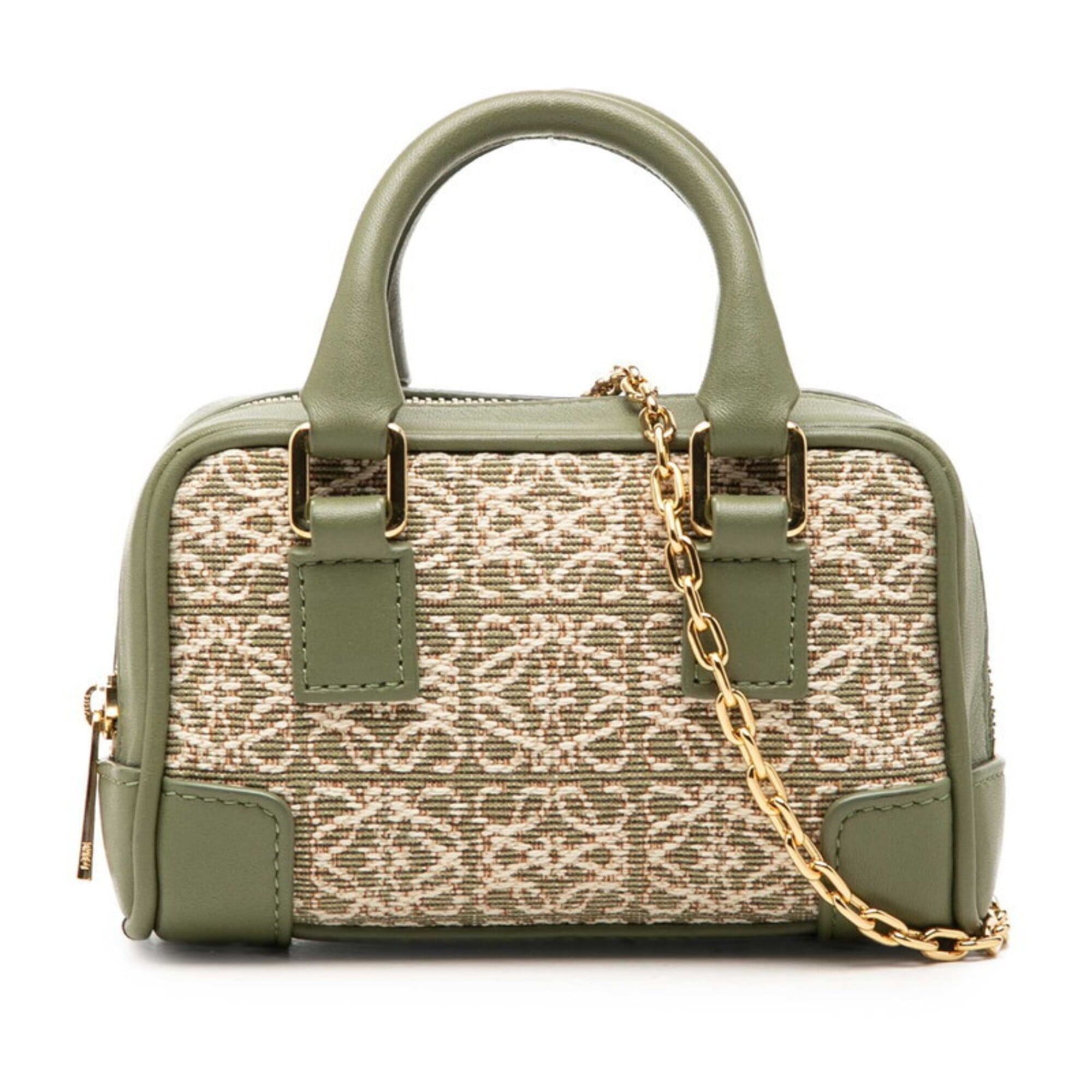 Loewe Loewe Repeat Anagram Amazona 12 Mini Handbag Chain Shoulder Bag 2-Way Green Gold Hardware Canvas Leather Women's LOEWE Size ONE SIZE - 1 Thumbnail