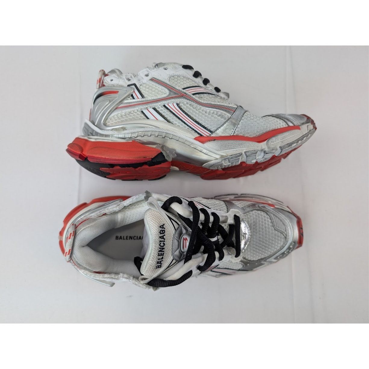 Balenciaga o1rshd1 Mesh Rubber Runners in White/Red/Black Size US 11 / EU 44 - 1 Thumbnail