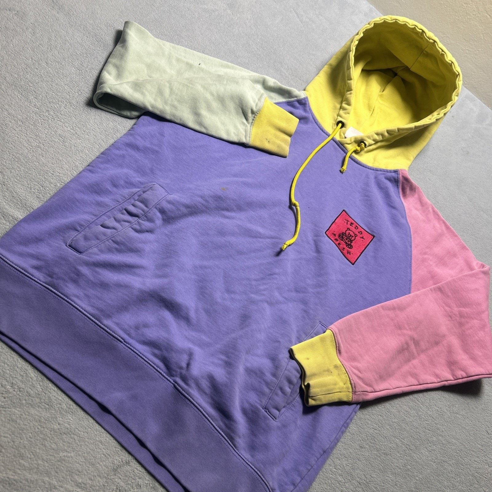 Teddy Fresh Teddy Fresh Color Block Pastel Hoodie Small Patchwork Stains Size US S / EU 44-46 / 1 - 1 Thumbnail