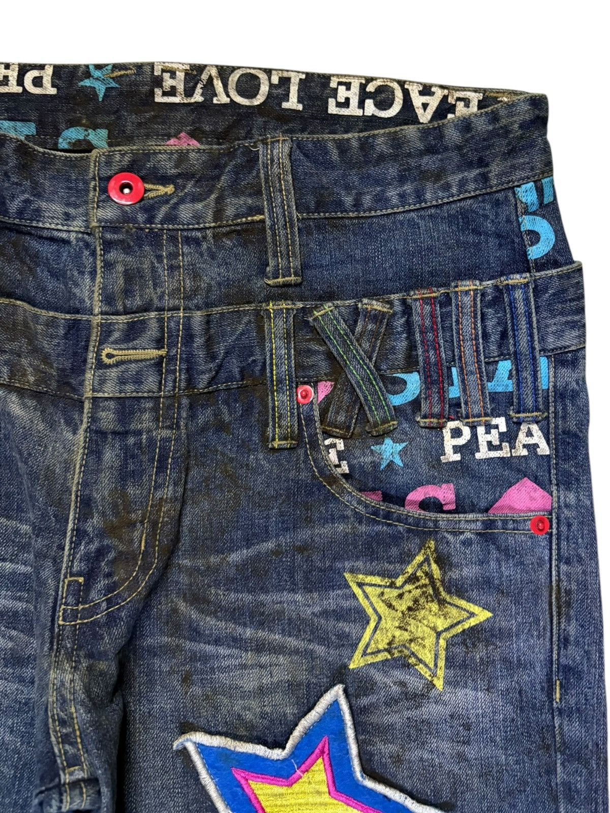 Japanese Brand Vintage Japanese Brand Double Waist Mud Wash Jean Shorts Size US 32 / EU 48 - 6 Thumbnail