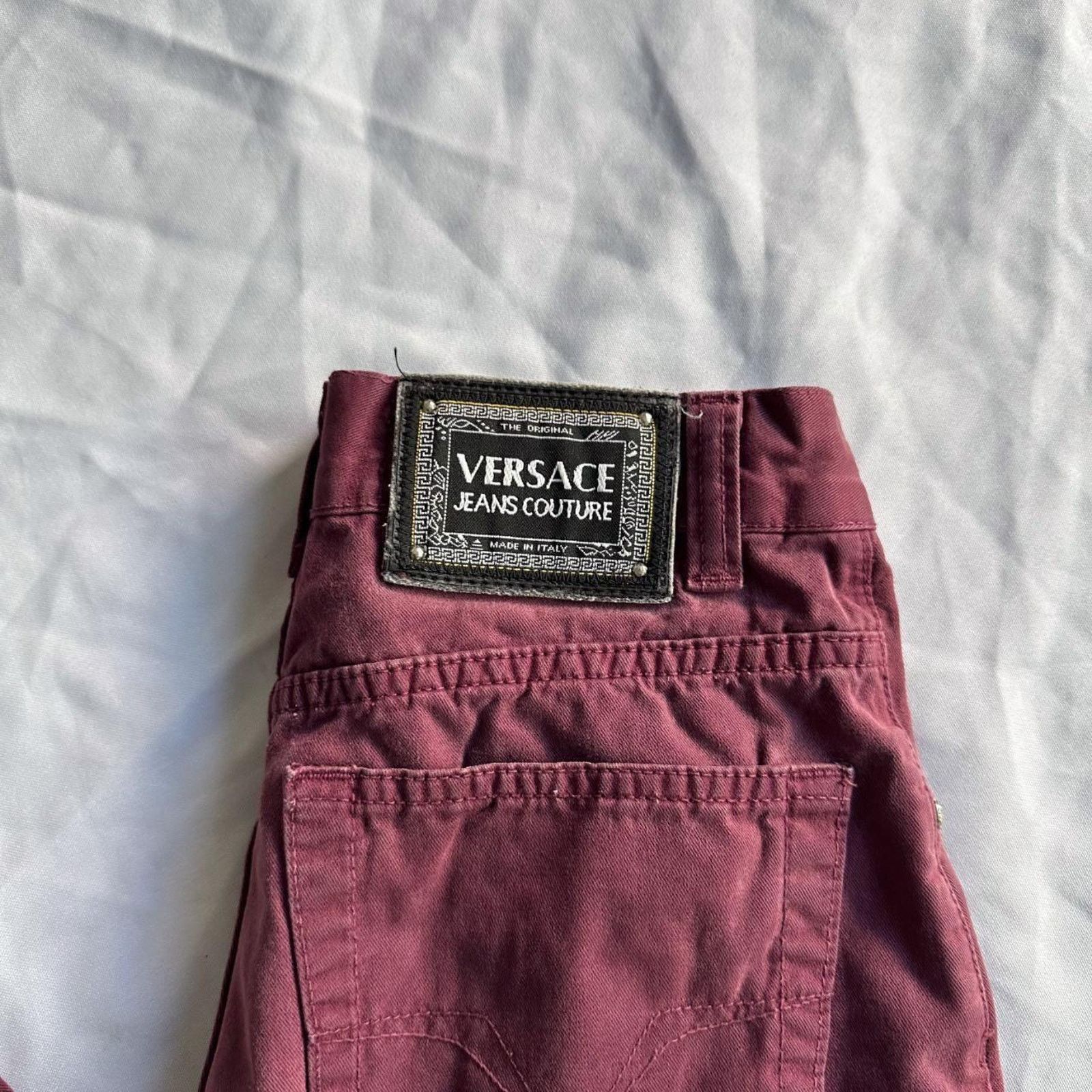 Versace Jeans Couture Vintage Versace Jeans Couture Burgundy Denim Pants - Unisex Size 28" / US 6 / IT 42 - 4 Thumbnail