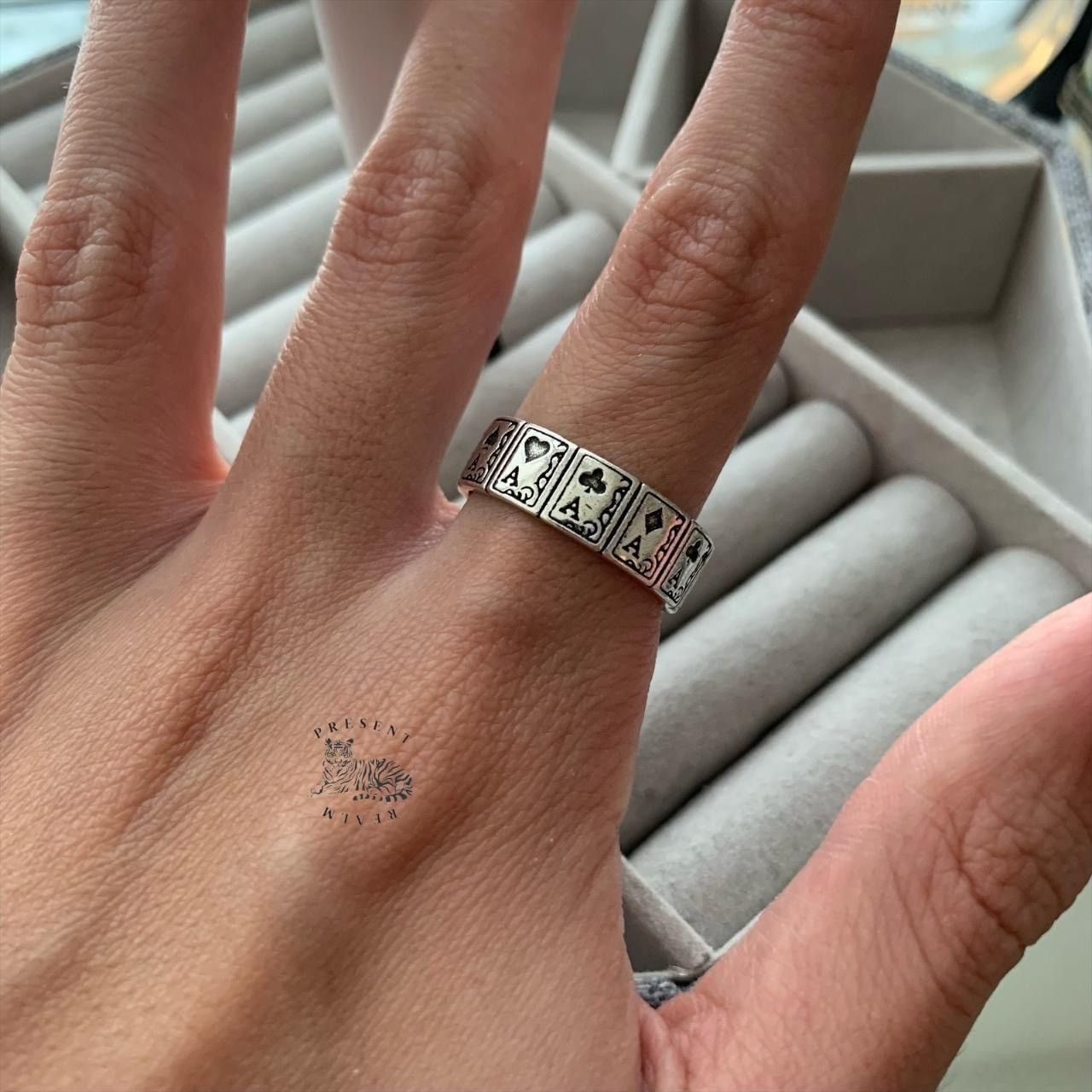 Japanese Brand × Vintage Ace Cards Adjustable Ring Size ONE SIZE - 4 Thumbnail