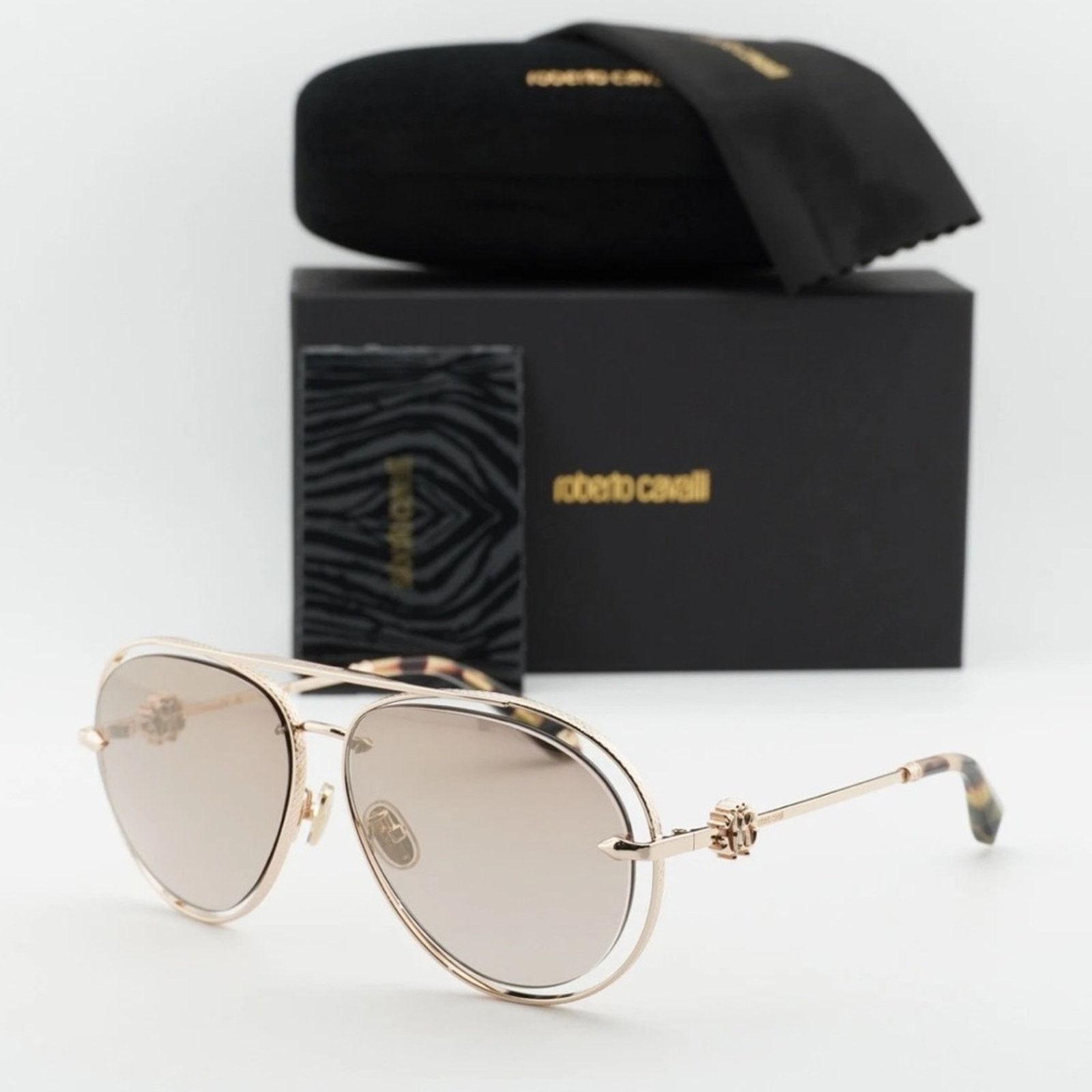 Roberto Cavalli Roberto Cavalli SRC032M Rose Gold Sunglasses 300G NEW Size ONE SIZE - 8 Thumbnail