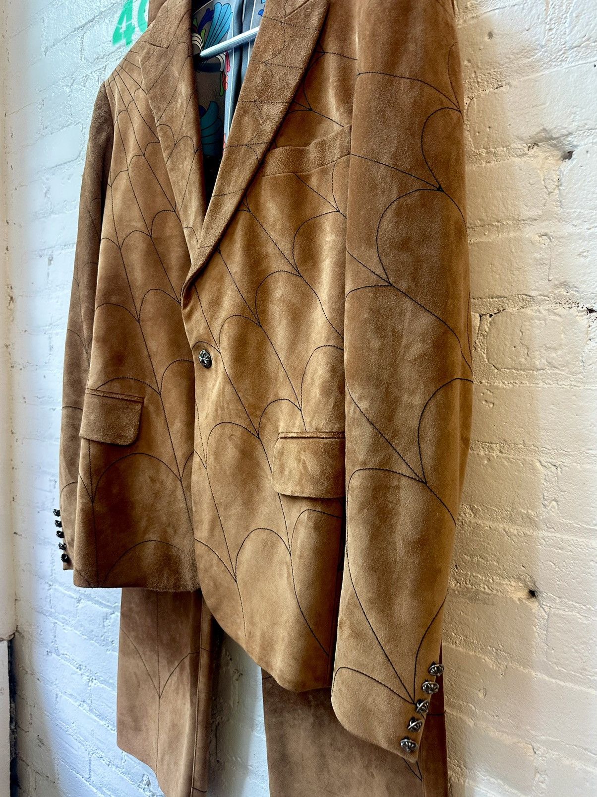 Chrome Hearts 1 of 1 CHROME HEARTS COUTURE SUEDE LEATHER SPIDER WEB SUIT Size 40R - 7 Thumbnail