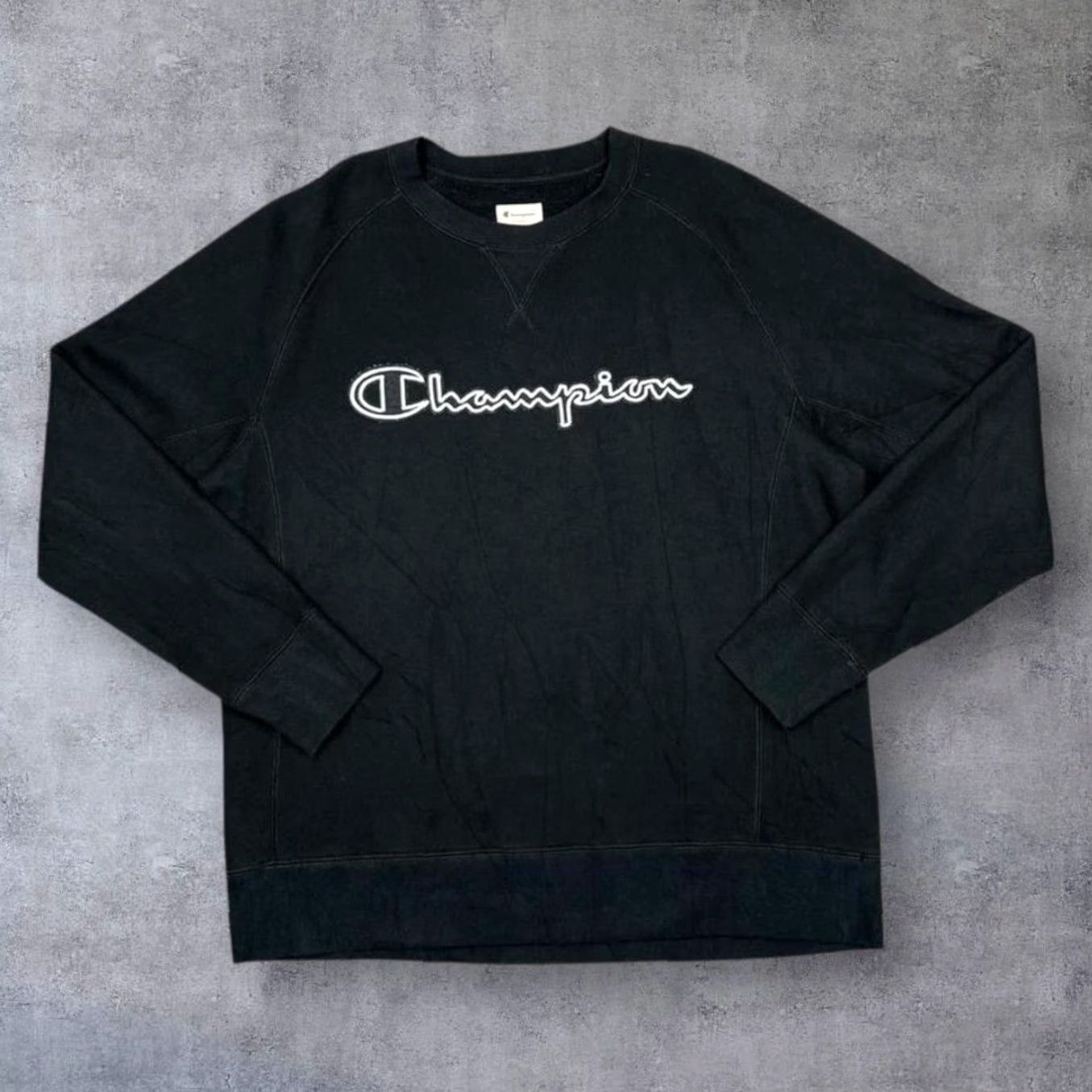 Champion Champion Sweatshirt Large Black Embroidered Big Logo Spellout Men’s Pullover Cotton Blend Regular Size L Size US L / EU 52-54 / 3 - 2 Thumbnail