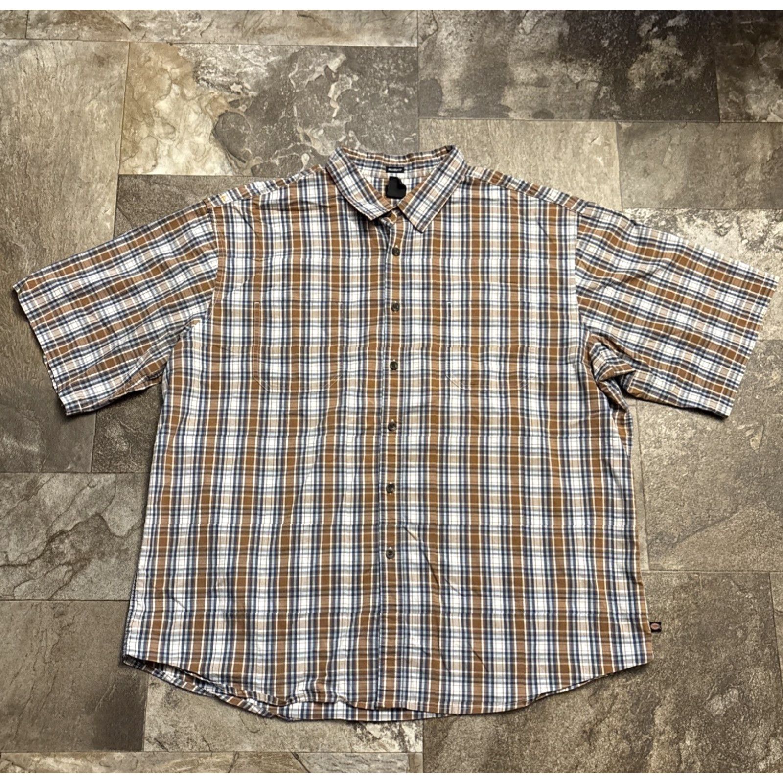 Dickies Dickies Mens 2XL Relaxed Button-Up Plaid Shirt S/S Pockets Multicolor Blue Brown Cotton Blend 1049 Size US XXL / EU 58 / 5 - 2 Thumbnail