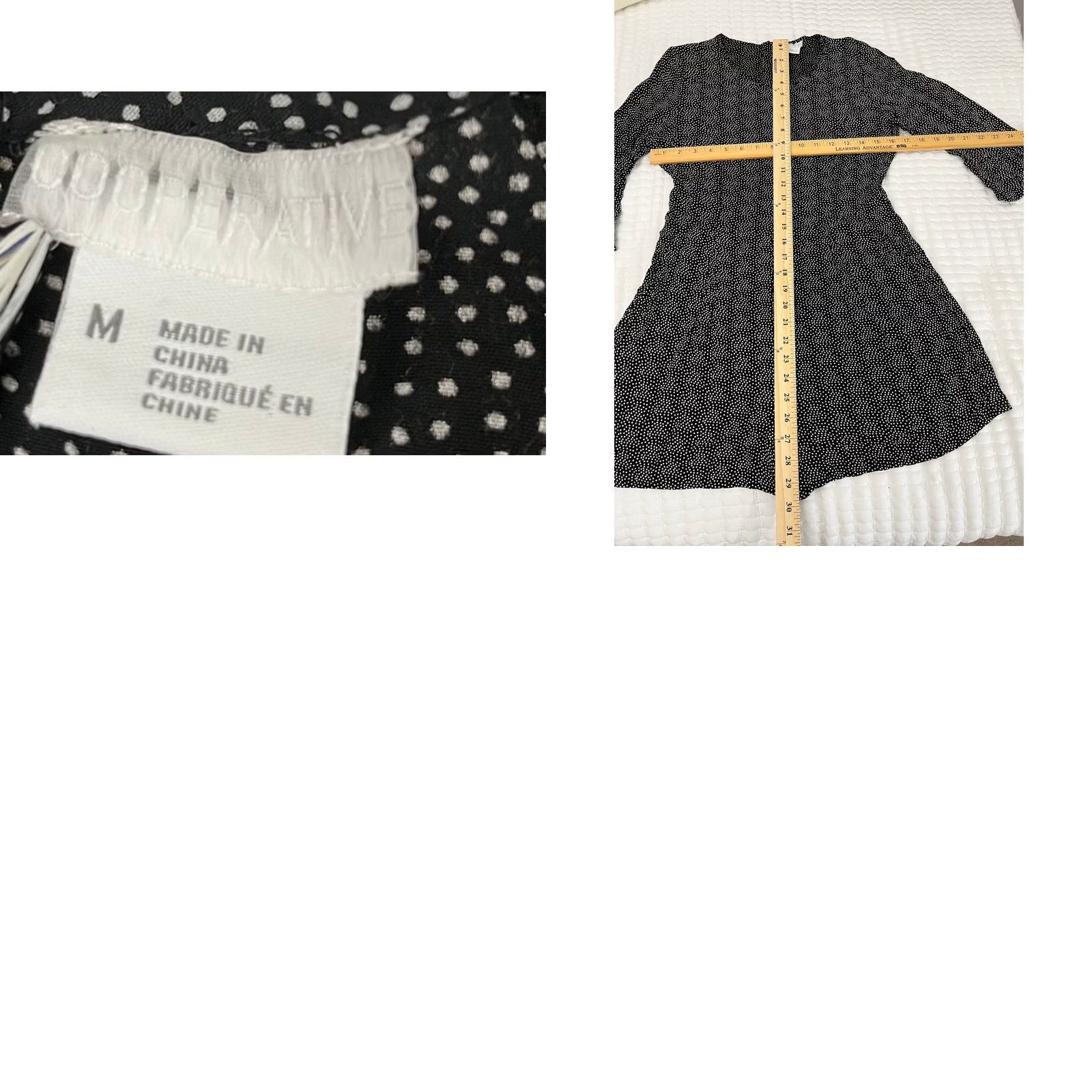 Vintage Cooperative Black Polka Dot Long Sleeve Mini Dress Size M Women Size M / US 6-8 / IT 42-44 - 8 Thumbnail