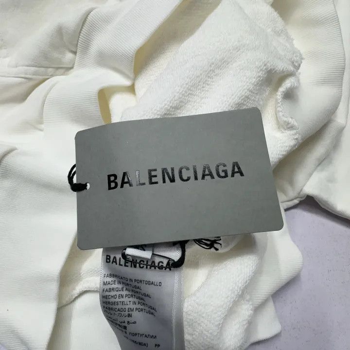 Balenciaga Balenciaga White Hooded Sweatshirt with Logo Print 0079-250 Size US XS / EU 42 / 0 - 6 Thumbnail