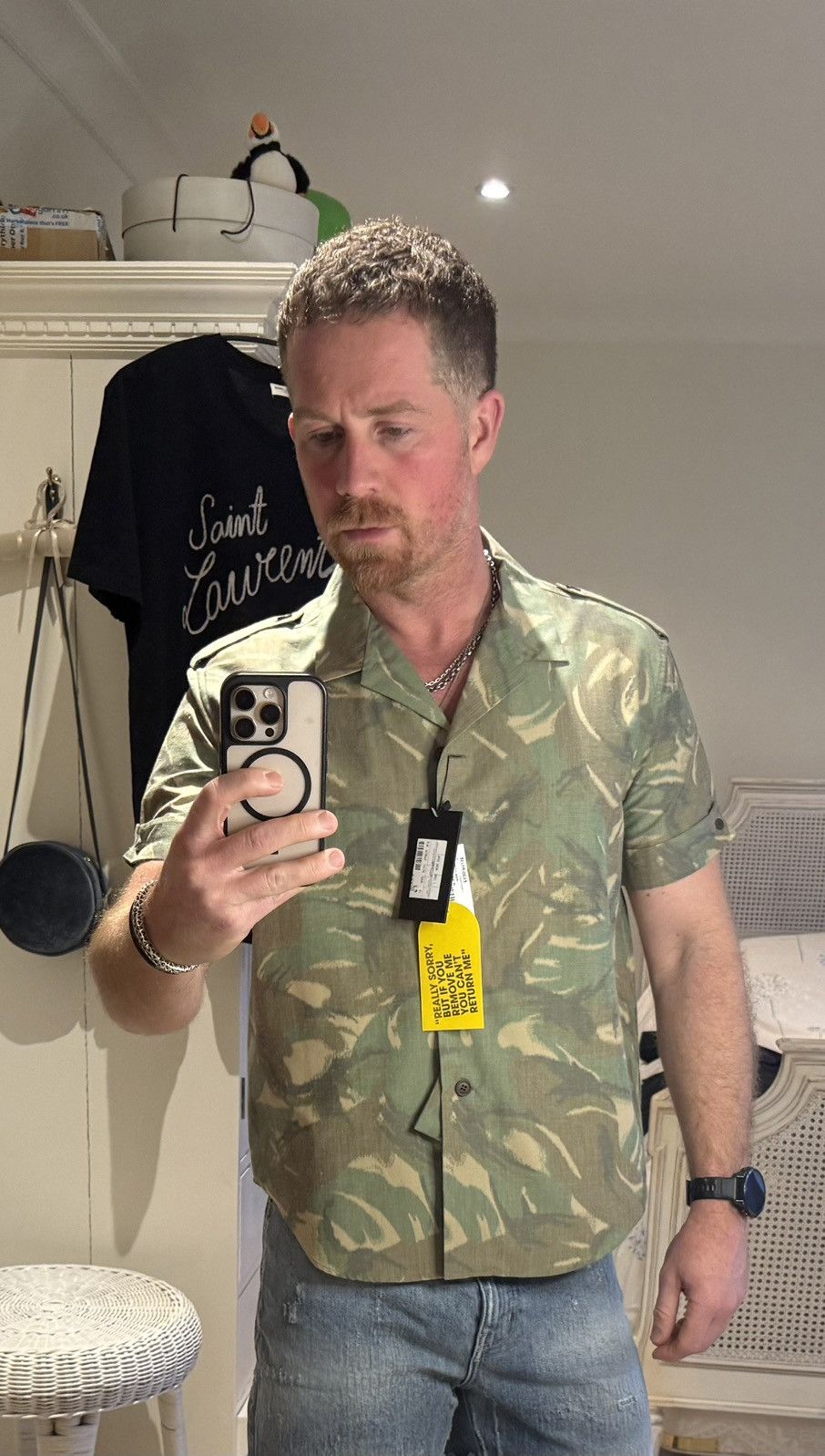 Saint Laurent Paris SS21 Saint Laurent camo short sleeve Hawaiian shirt 41 Size US L / EU 52-54 / 3 - 2 Thumbnail