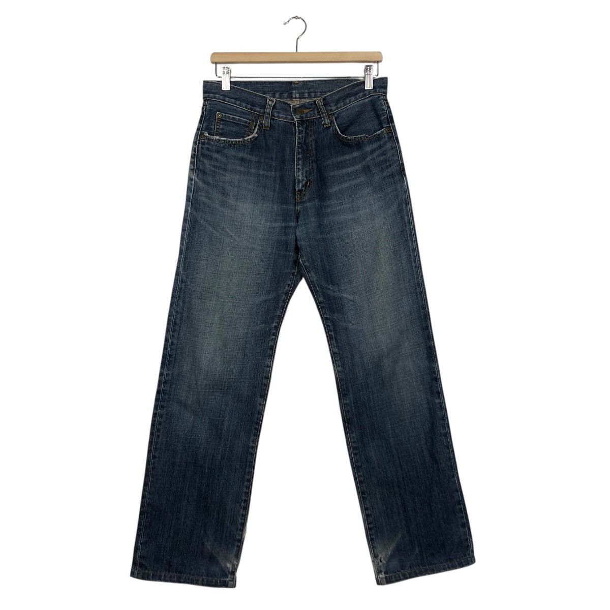 Japanese Brand Ring Denim Dark Wash Straight Leg Jeans Faded Size US 30 / EU 46 - 2 Thumbnail