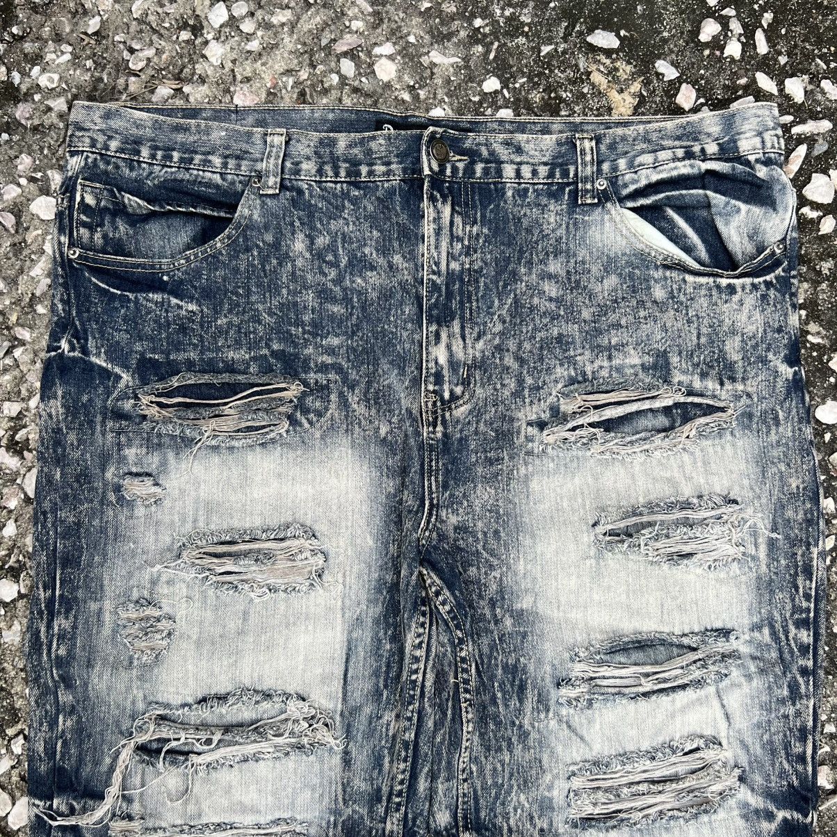 Japanese Brand “y2k style” HEAVY DISTRESSED ACID WASH JEANS Size US 43 - 3 Thumbnail