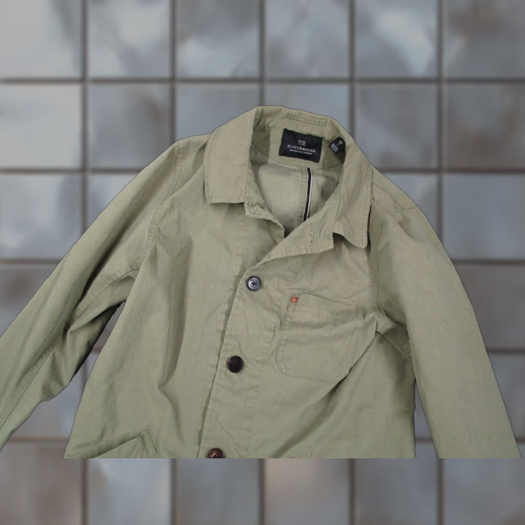 Scotch & Soda Scotch & Soda Coat Mens S Green Canvas Overcoat Heavy Duty Utility 1015-4222 Army Outdoor Casual Workwear | Mens Coat | Green | S Size US S / EU 44-46 / 1 - 1 Thumbnail