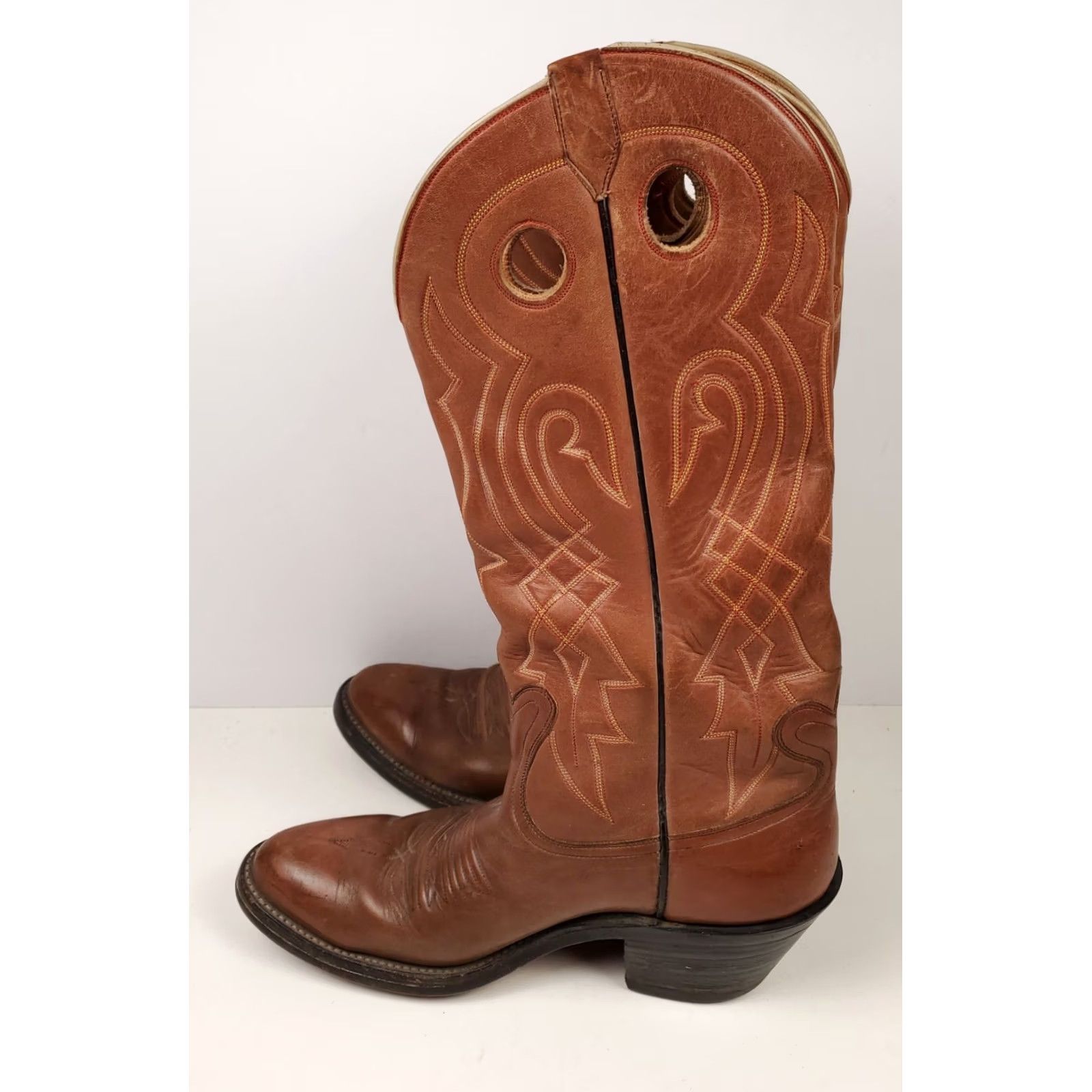 Vintage Wilson's Hand Made Cowboy Boots Buckaroo Brown Mens 8.5 B Boots Leather Brown Western Cowboy Mens 8.5 B Size US 9 / EU 42 - 7 Thumbnail