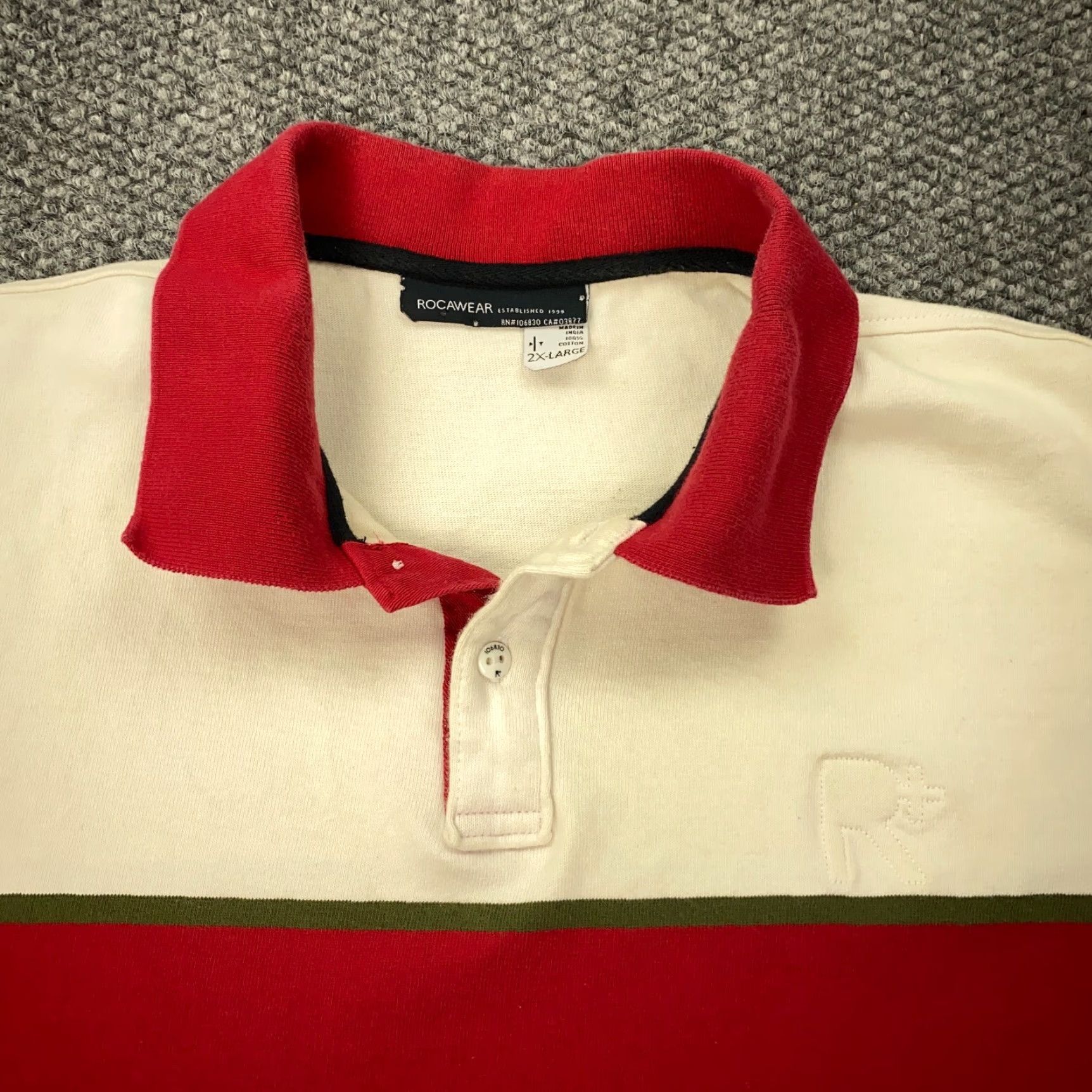Rocawear VINTAGE Rocawear Polo Shirt Mens 2XL White Striped Short Sleeve Collared 2XL Grunge Hip Hop Urban Mens Size US XXL / EU 58 / 5 - 4 Thumbnail
