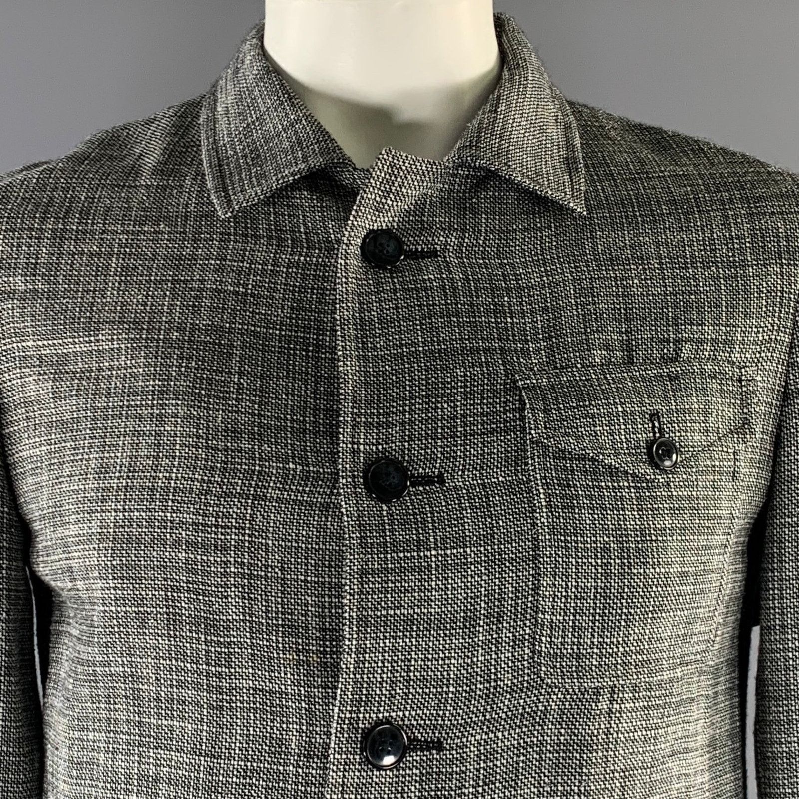 Other KLEIN EPSTEIN & PARKER L Black White Heather Wool Blend Coat Size US L / EU 52-54 / 3 - 2 Thumbnail