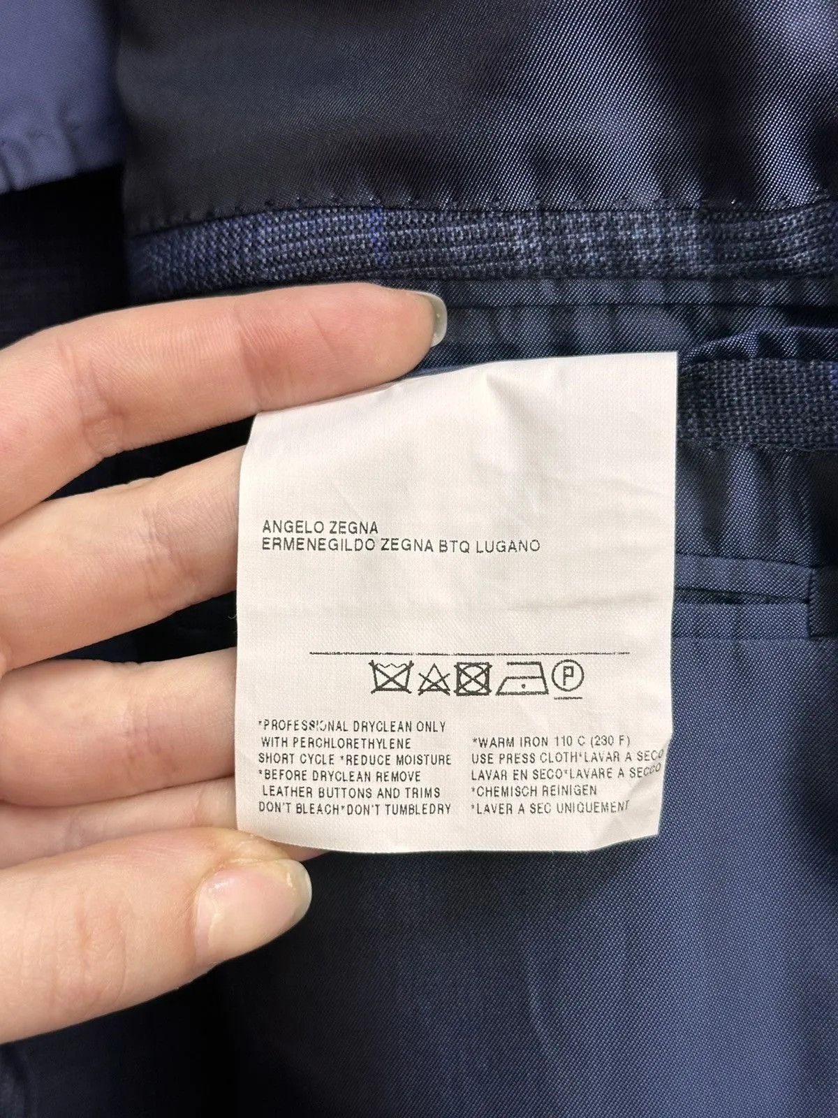 Ermenegildo Zegna Luxury Ermenegildo Zegna Wool Checked Navy Blazer Italy Size 48L - 15 Thumbnail