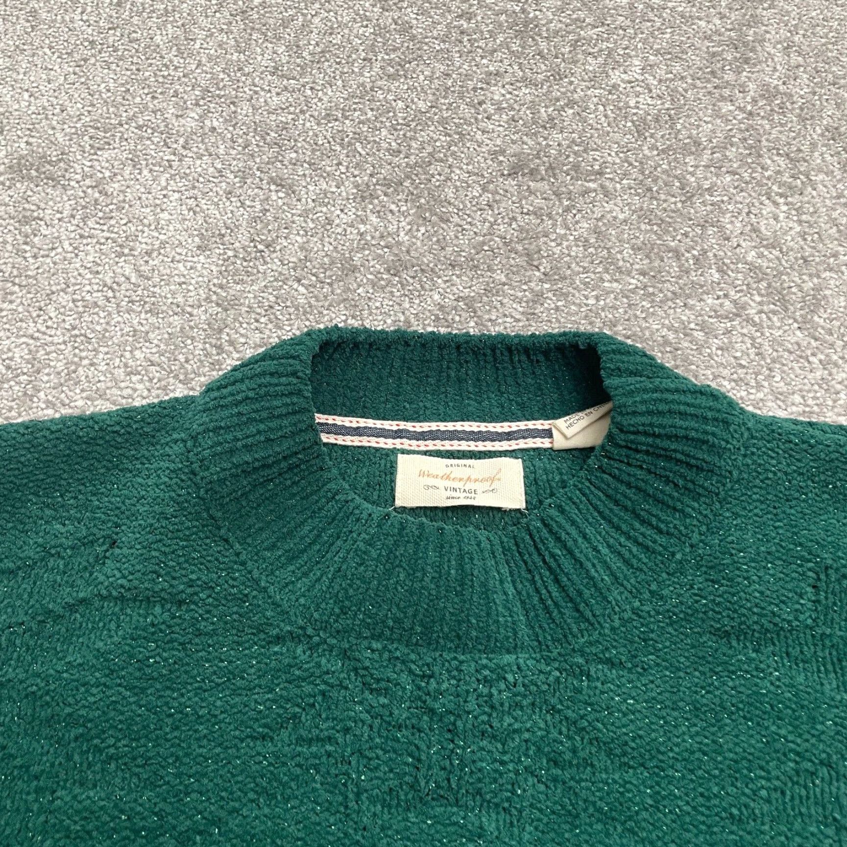 Weatherproof Weatherproof Womens Sweater XL Green Metallic Glitter Crew Neck Pullover Size XL / US 12-14 / IT 48-50 - 5 Thumbnail