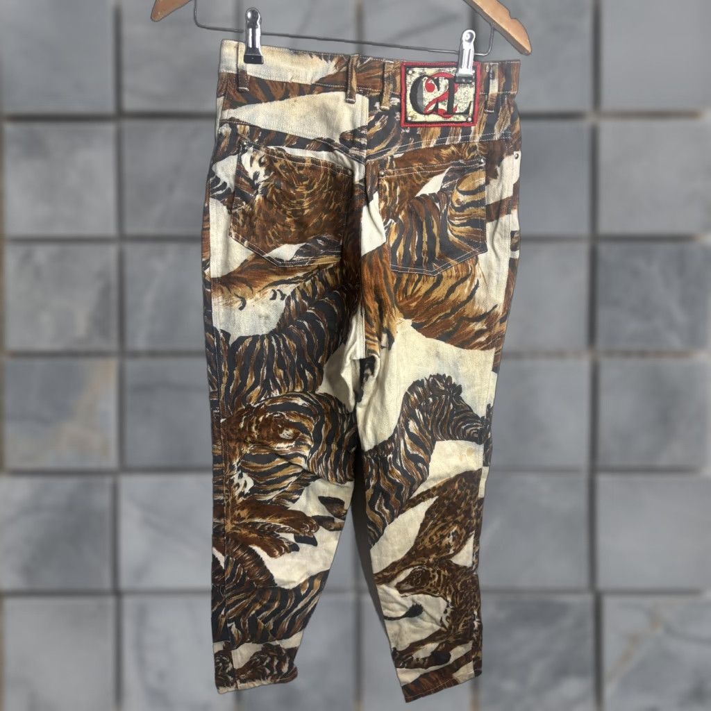 Vintage VINTAGE Christian Linares Jeans Womens 29 Brown Animal Print Straight Denim Zip 29x29 Size 29" - 1 Thumbnail