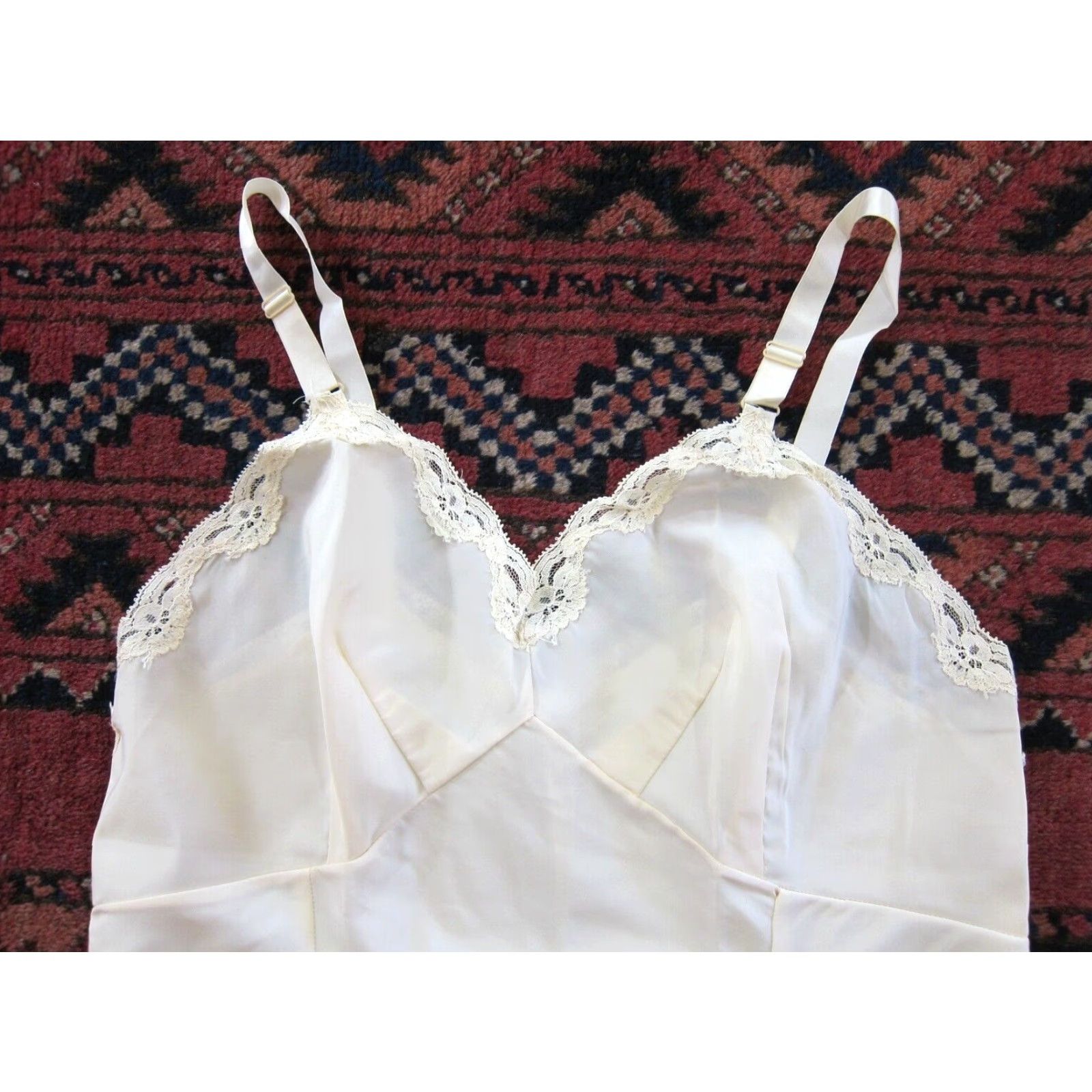 CO VINTAGE B Altman Co Pink Spaghetti Strap Long Slip Nightgown L Size ONE SIZE - 3 Thumbnail