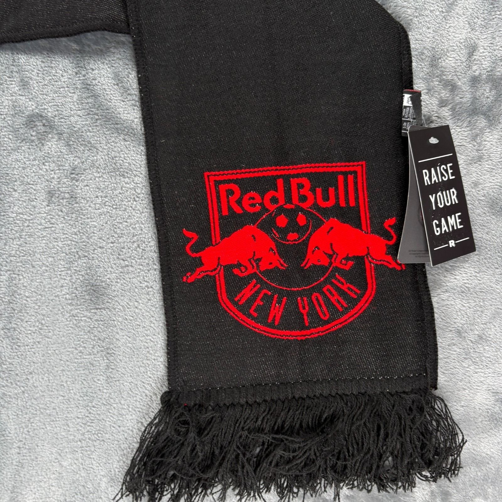 Other Red Bull New York Scarf Black Red MLS Soccer Knit NWT Fringe Size ONE SIZE - 3 Thumbnail