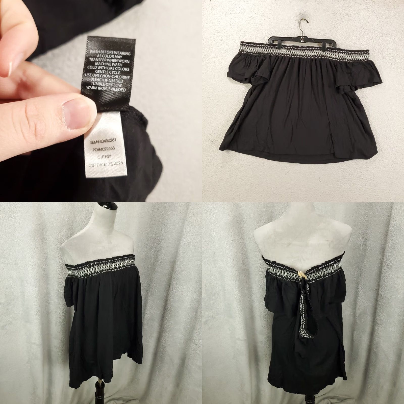 Torrid Torrid Blouse Off The Shoulder Embroidered 3X Black Womens NWT Tiny Final No Restock Size XXL / US 16-18 / IT 52-54 - 8 Thumbnail