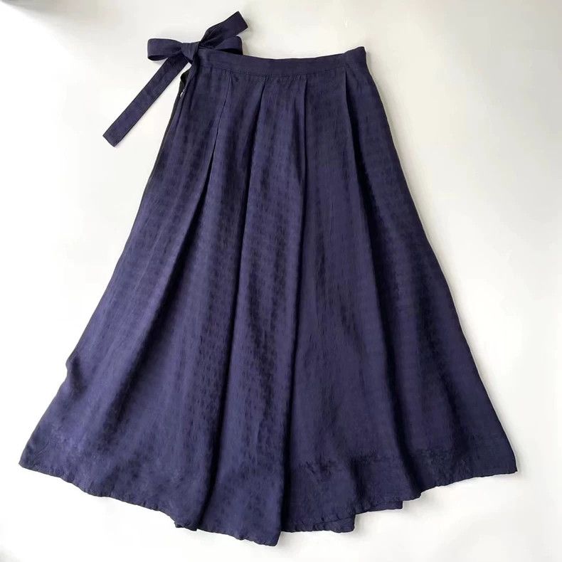 Comme des Garcons Comme des Garcons size M Houndstooth blue dress skirt plea Size 23" - 3 Thumbnail