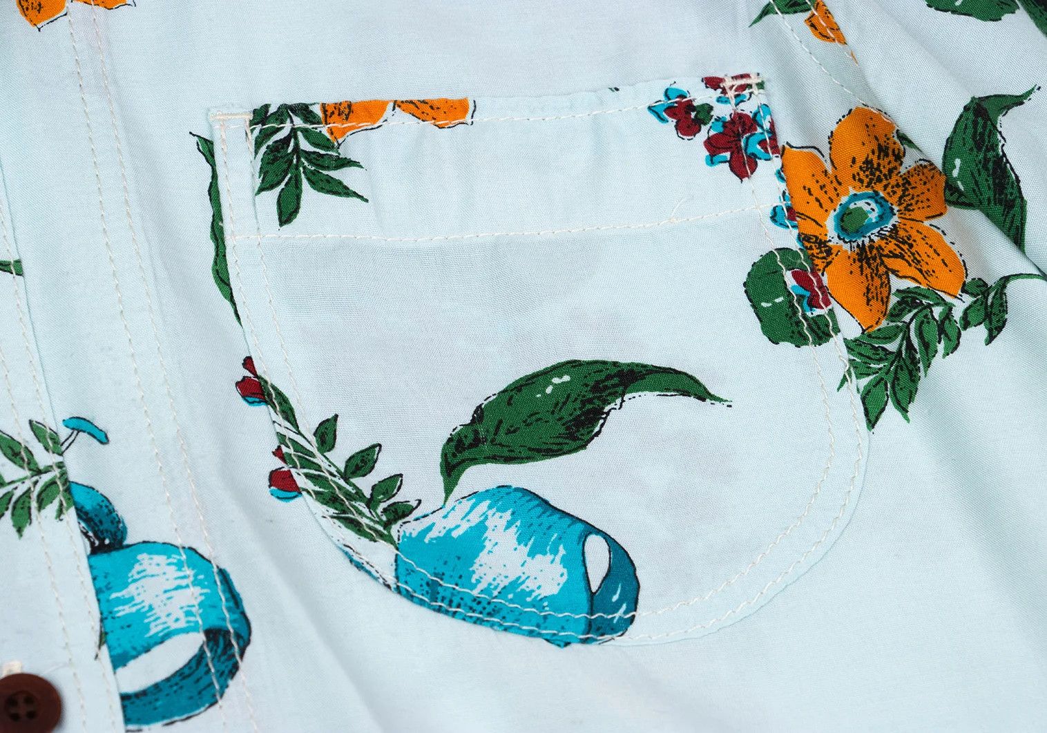 Junya Watanabe Floral Print Rayon Short Sleeve Shirt in Light Blue Size US XS / EU 42 / 0 - 6 Thumbnail