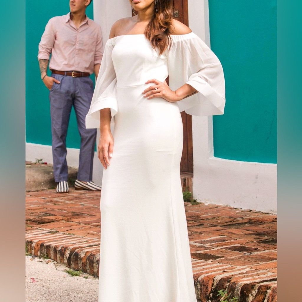 Unknown London Joaquin Blanco White Wedding Engagement Party Dress Gown - M Size M / US 6-8 / IT 42-44 - 1 Thumbnail