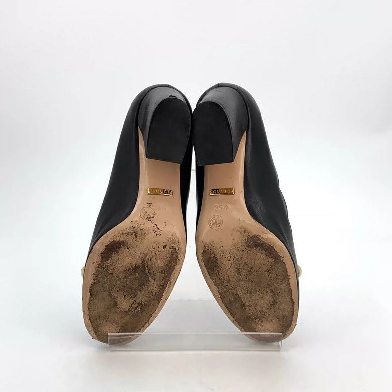 Gucci Gucci Black Leather Pearl Heeled Shoes-2506 Size US 5 / IT 35 - 5 Thumbnail