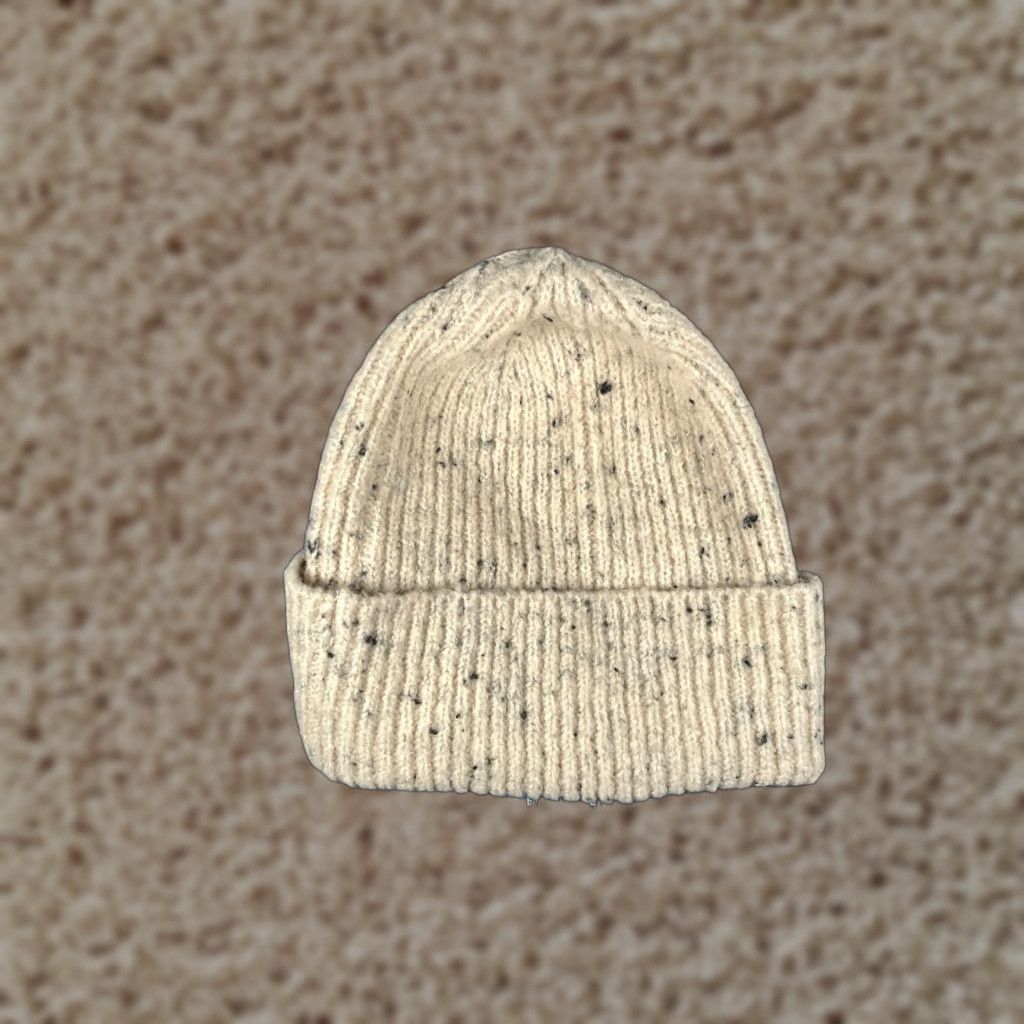 Vintage Beeline Group Beanie Toque Adult OS Ivory Spotted Knit Polyacrylic Blend Hat/Cap Unisex Adults Winter Outdoor Ski Mens Womens Size ONE SIZE - 1 Thumbnail