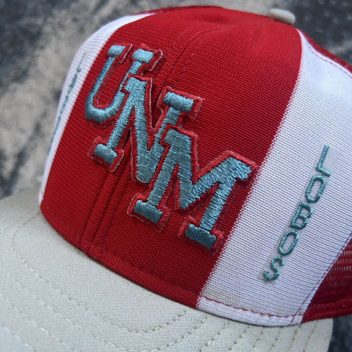 Vintage 80s NEW MEXiCO LOBOS CHERRY SiLVER TURQUOiSE UNM TRUCKER CAP Size ONE SIZE - 3 Thumbnail