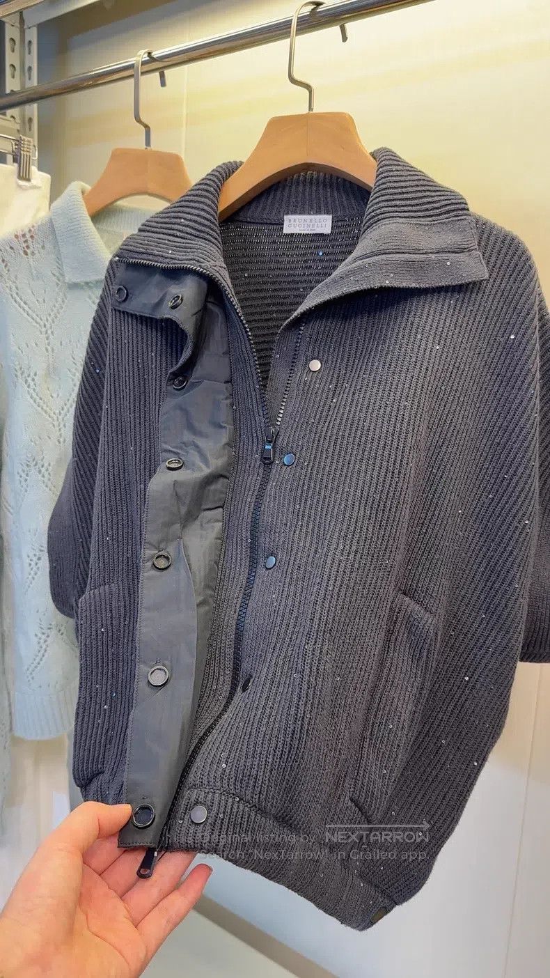 Brunello Cucinelli Brunello Cucinelli Sequined Rib Knit Cloak Jacket Size XS / US 0-2 / IT 36-38 - 3 Thumbnail