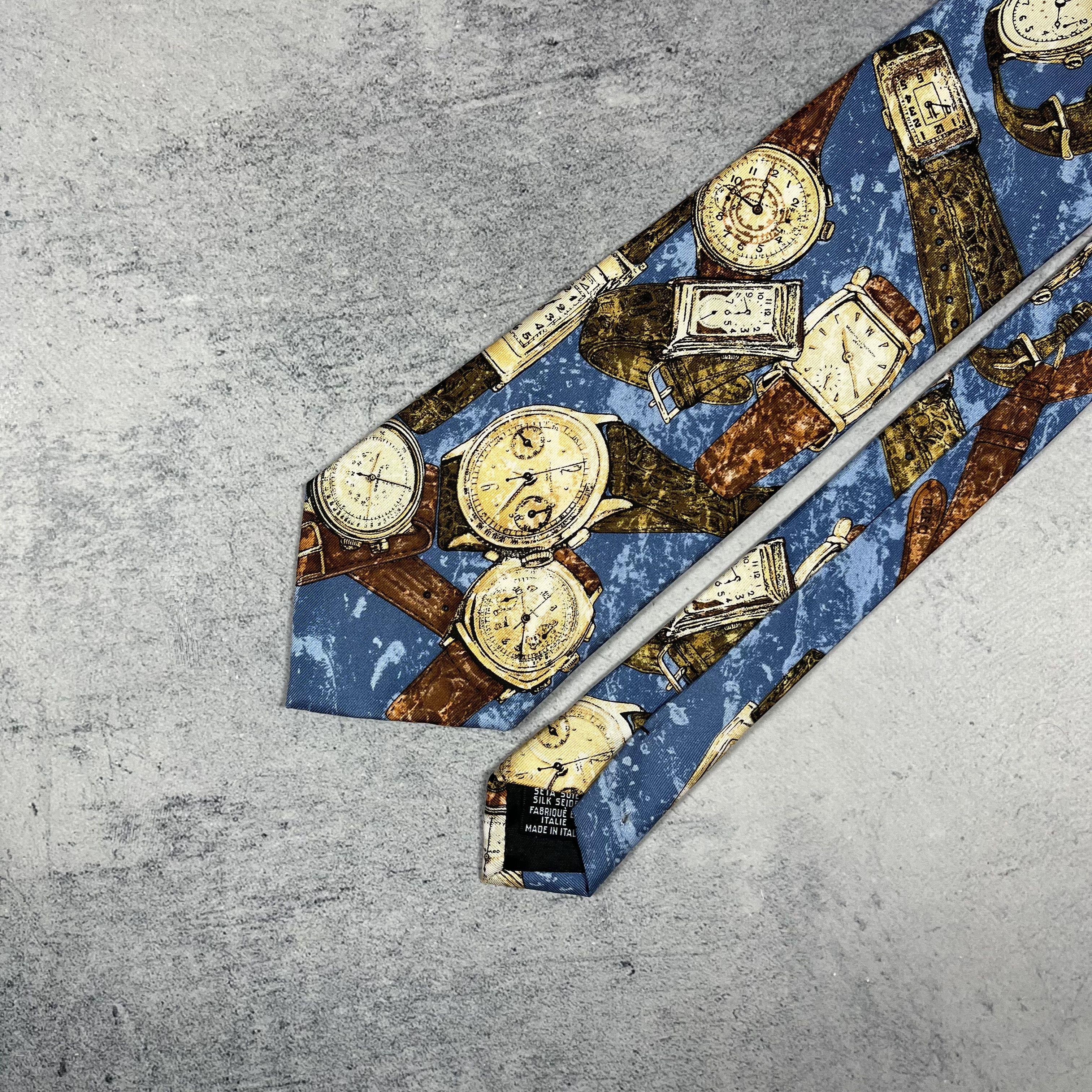 Hugo Boss Vintage Hugo Boss Watch Print Silk Tie 90’s Size ONE SIZE - 7 Thumbnail