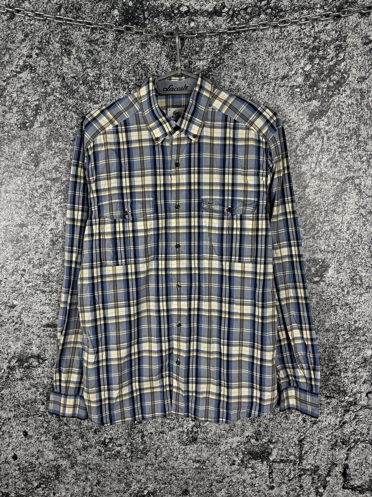Lacoste Men’s Lacoste Long Sleeve Plaid Shirt Button Up Size 41 Size US M / EU 48-50 / 2 - 1 Thumbnail