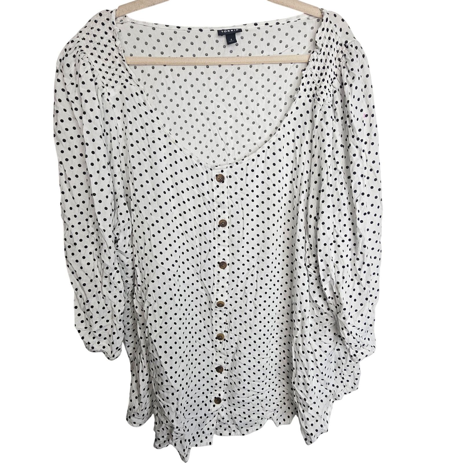 Corridor Torrid Slub Polka Dot Button Front Top Plus Size 4X Classic Size 4XL / US 24-26 - 2 Thumbnail